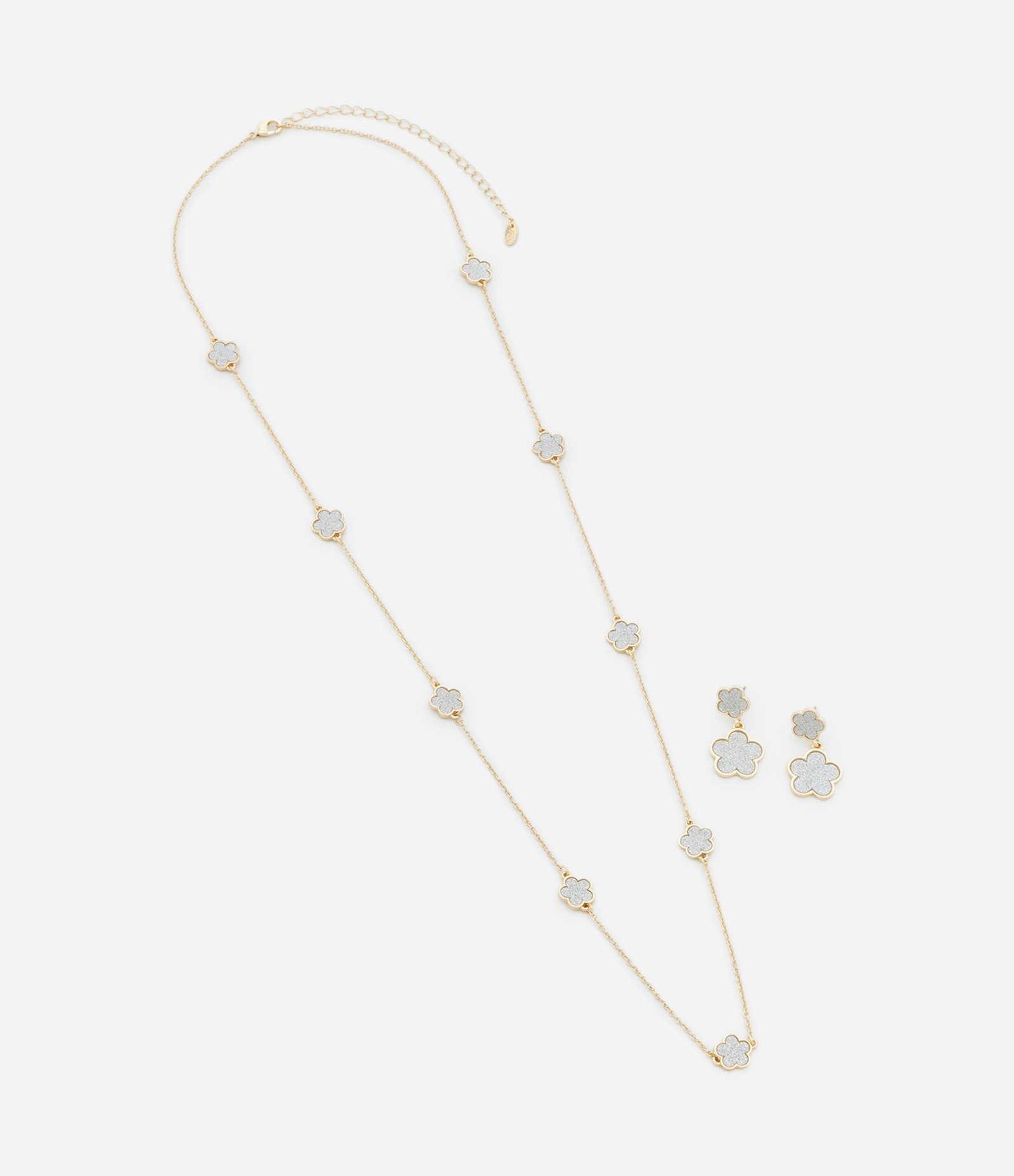 Conjunto de Colar e Brinco com Revestimento Brilhante Dourado 2