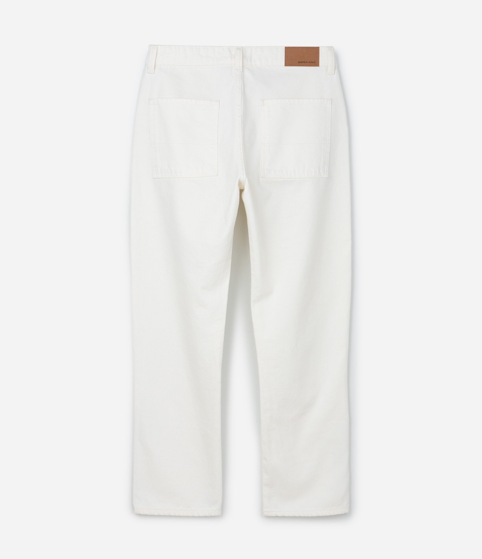 Calça Reta em Sarja com Etiqueta Aplicada Branco 6