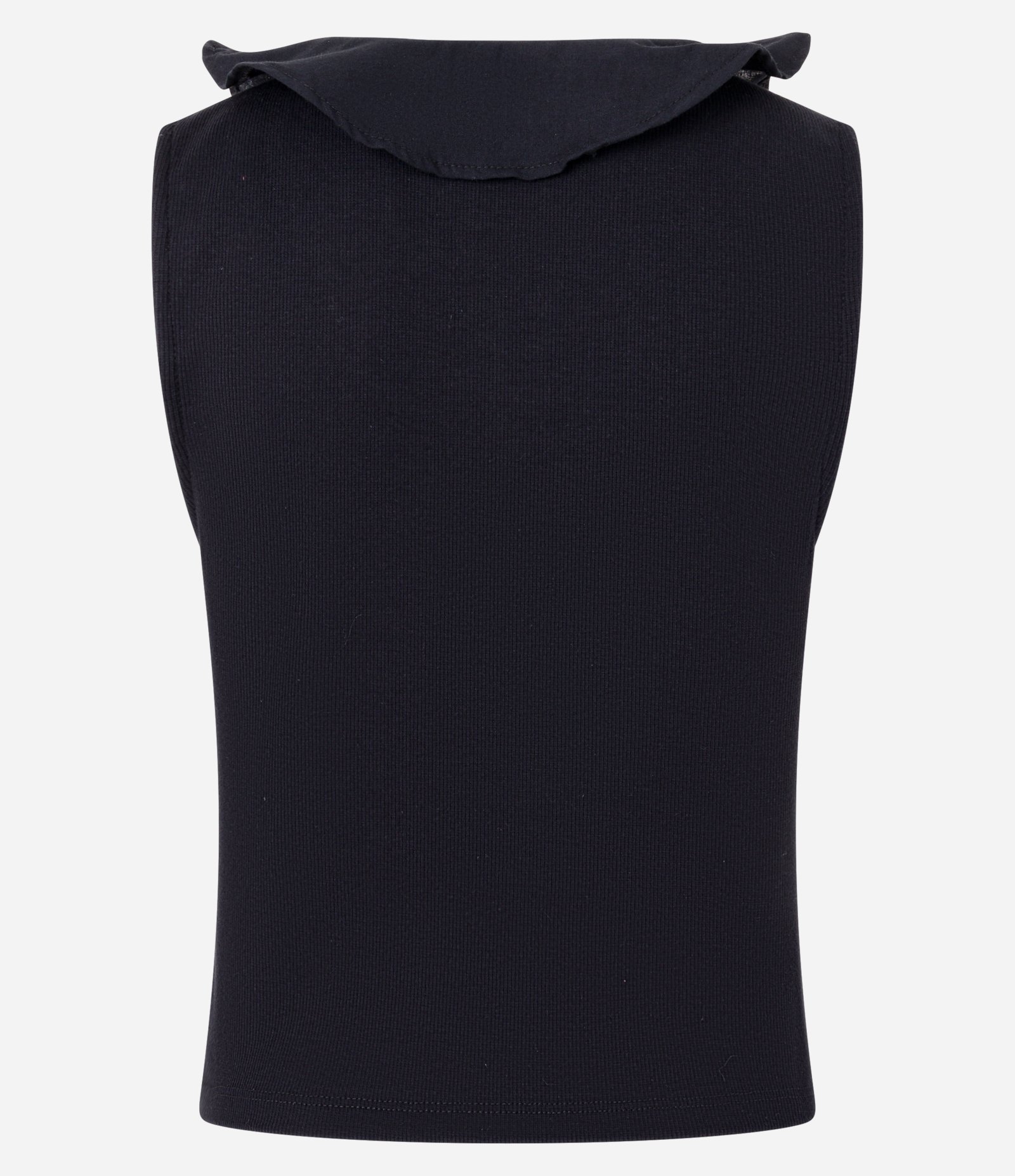 Blusa Canelada em Ribana com Babados no Decote V Preto 3