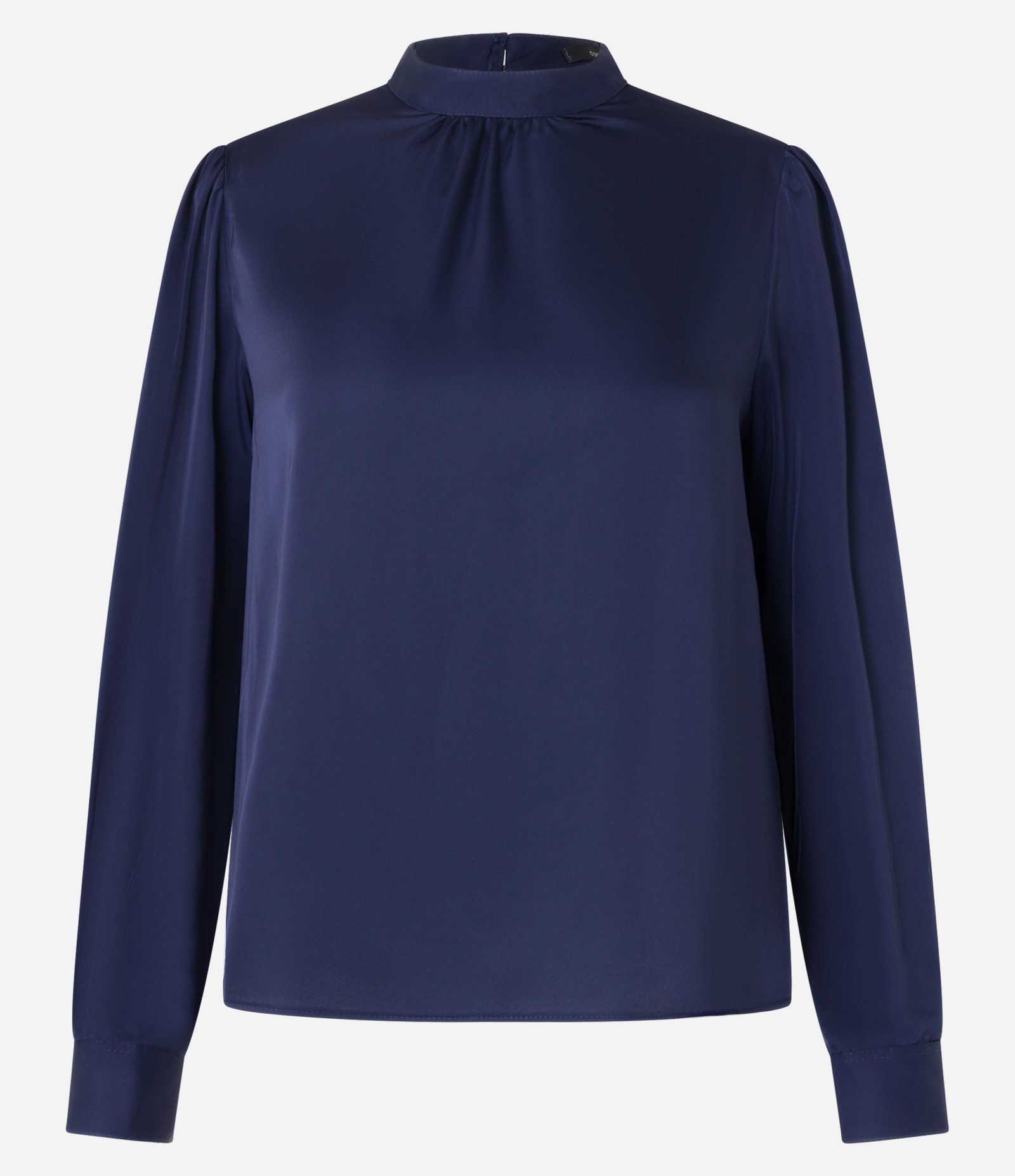 Blusa Acetinado com Gola Alta e Punho Ajustado Azul 1