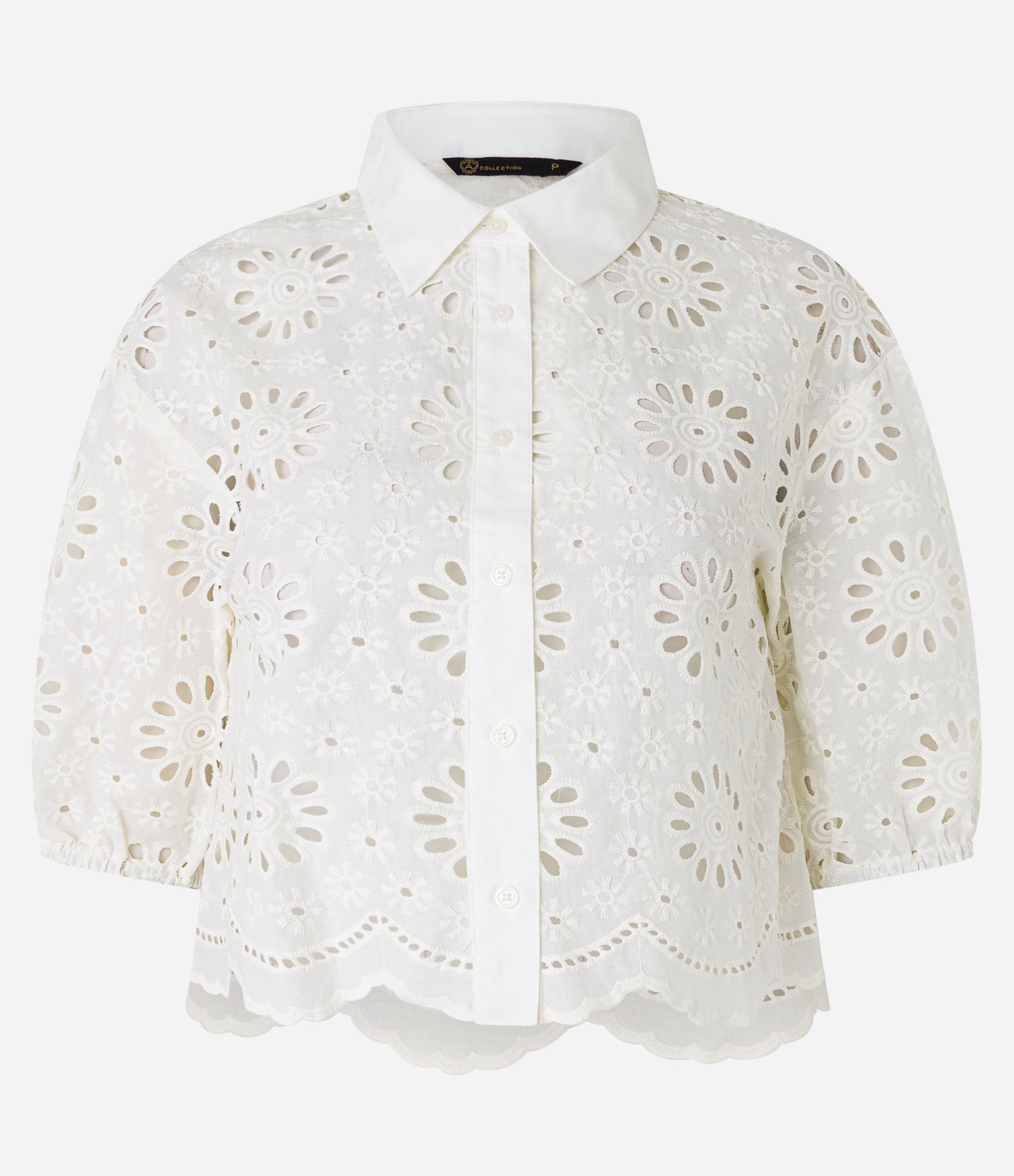 Camisa em Laise com Bordados nos Furos e Barra Nuvem Branco 6