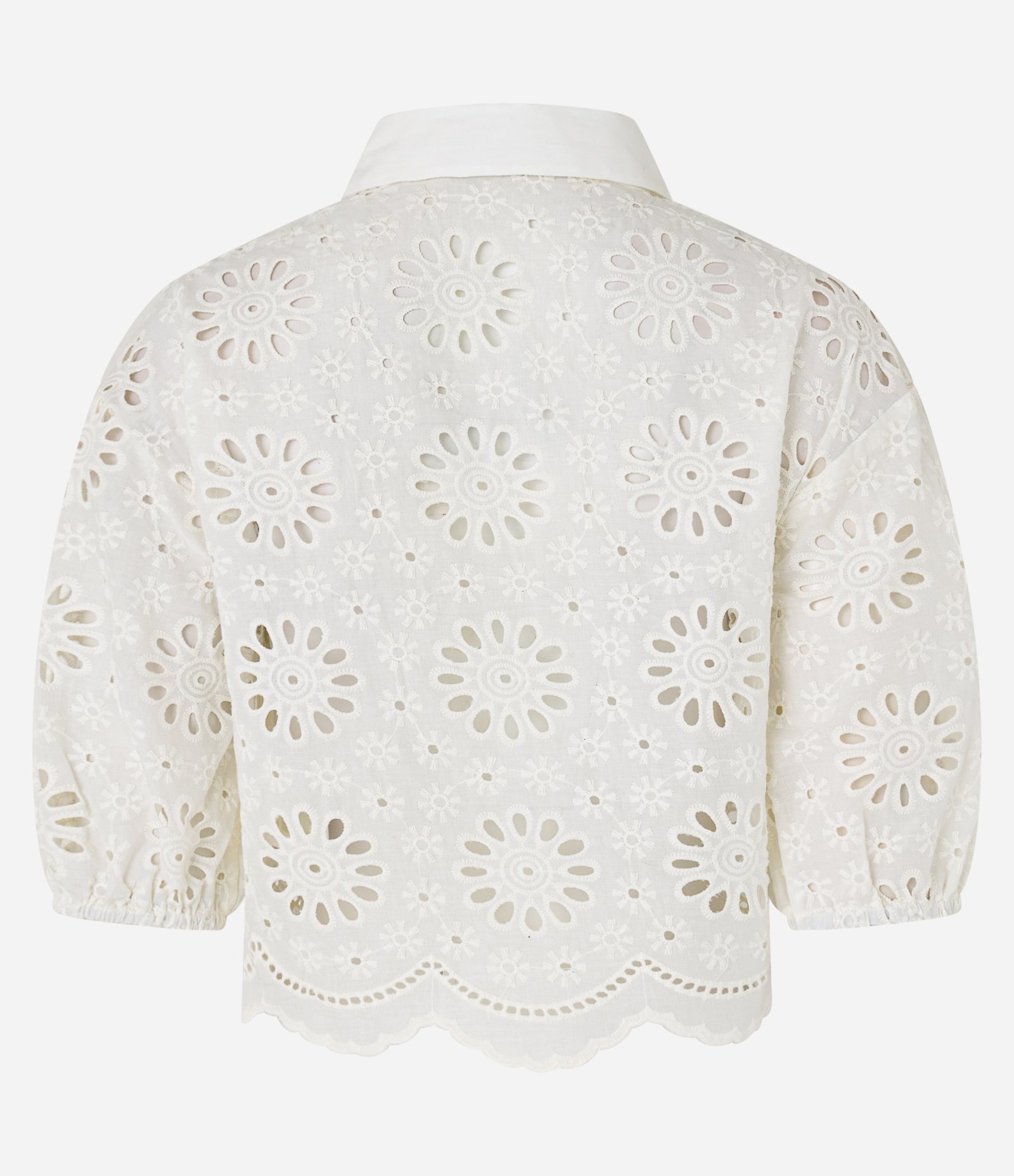 Camisa em Laise com Bordados nos Furos e Barra Nuvem Branco 9