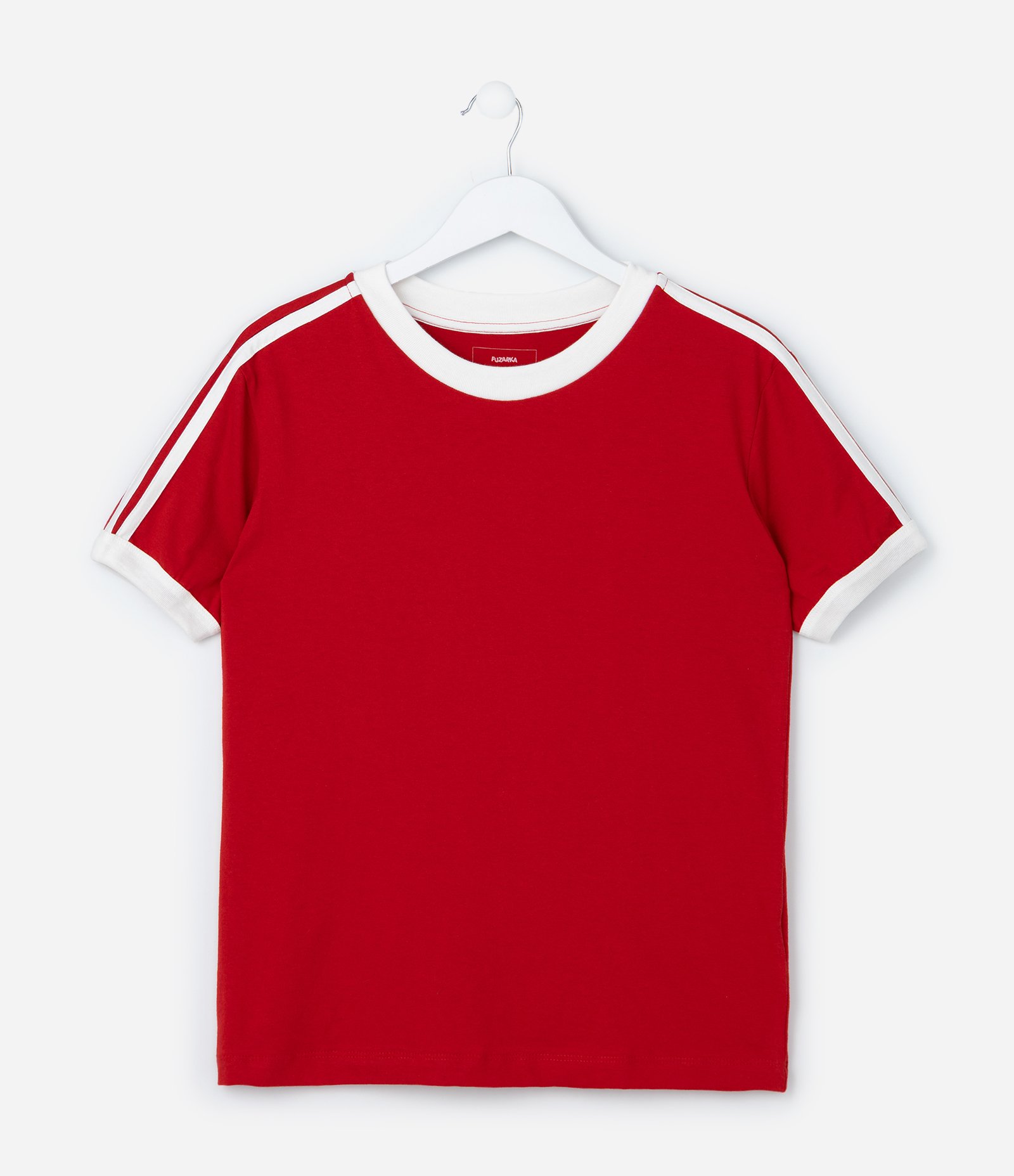 Camiseta Infantil com Detalhes Contrastantes - Tam 5 a 14 anos Vermelho 1