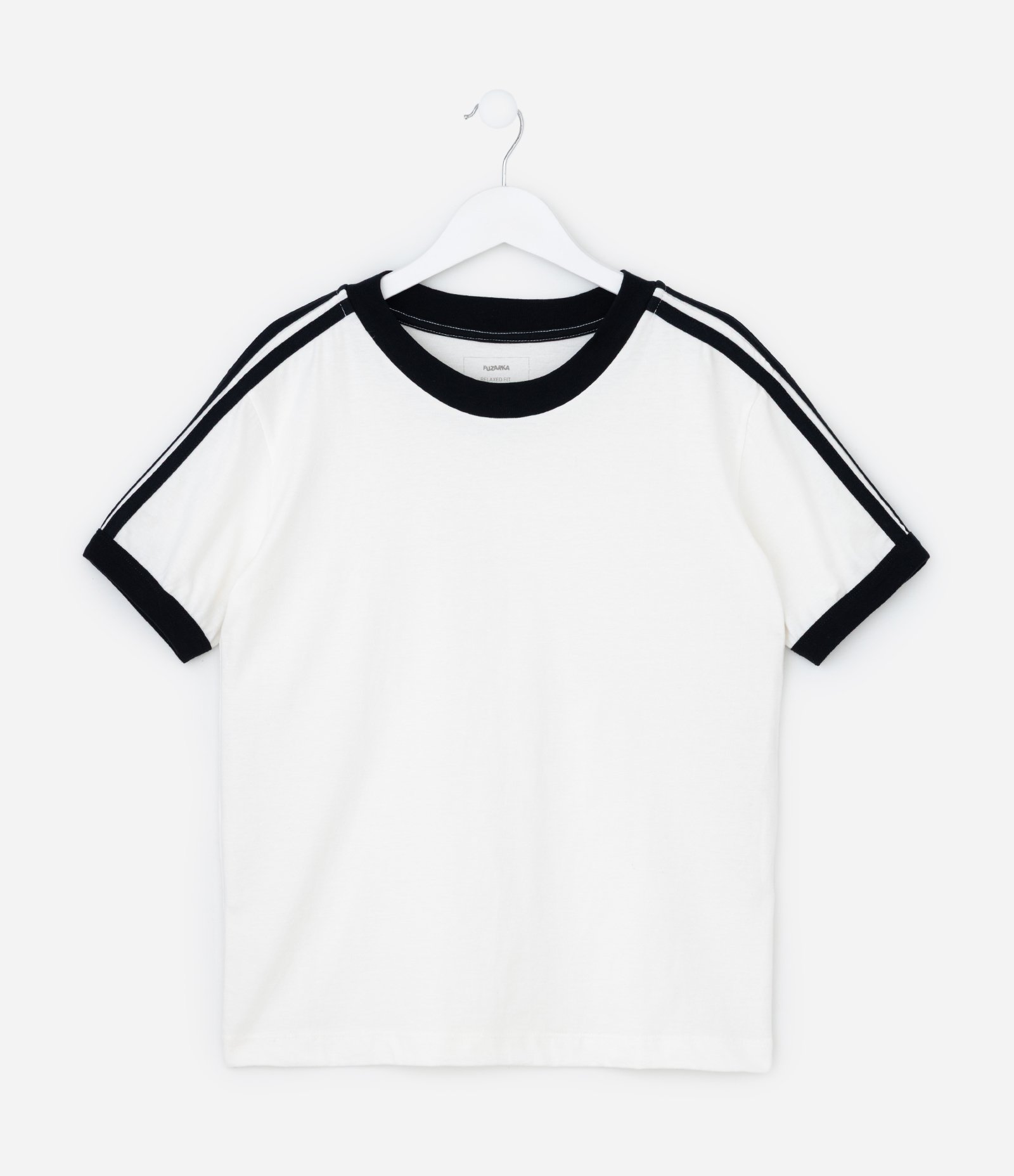 Camiseta Infantil com Detalhes Contrastantes - Tam 5 a 14 anos Branco 1