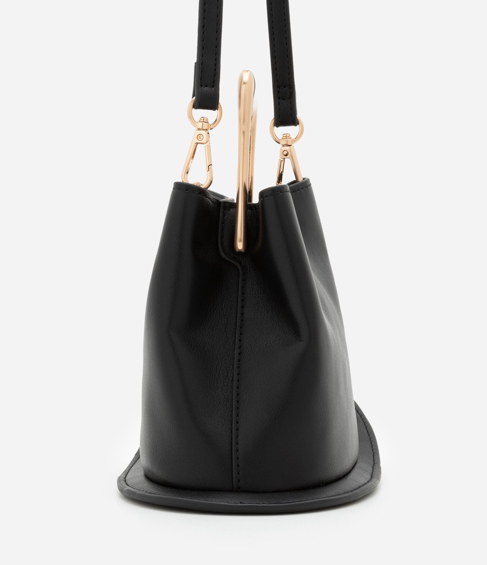 Bolsa Bucket Pequena com Alça de Mão em Metal Base Bola em Metal Preto 3