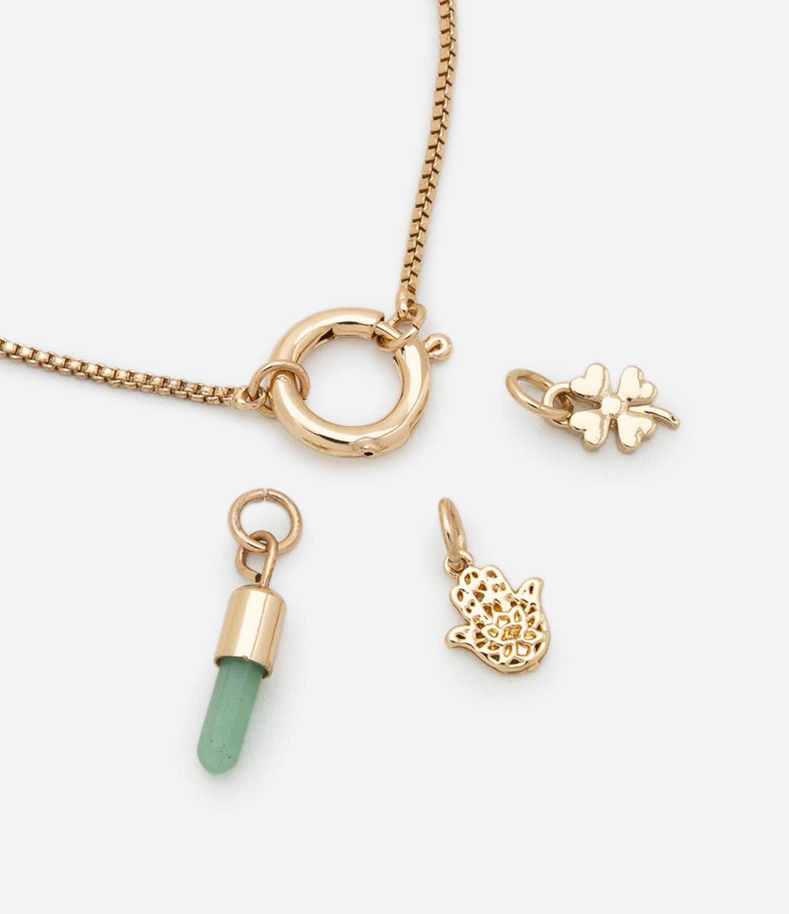 Pulseira Ajustável com Pingentes e Pedra Natural Dourado 3