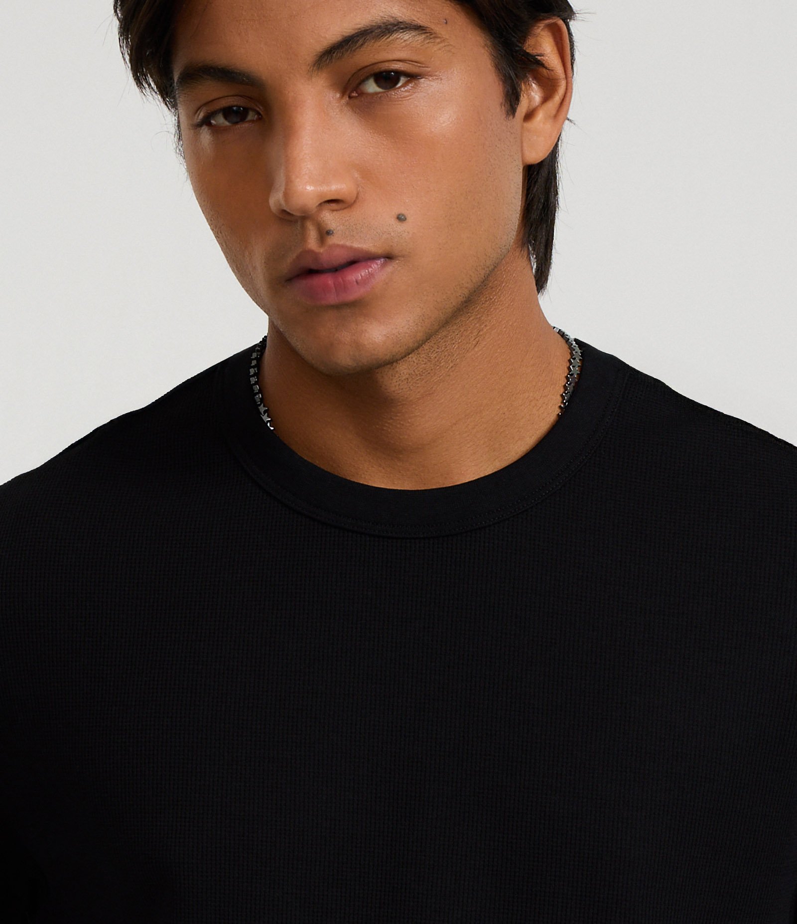 Camiseta Relaxed em Algodão com Textura de Mini Waffle Preto 3