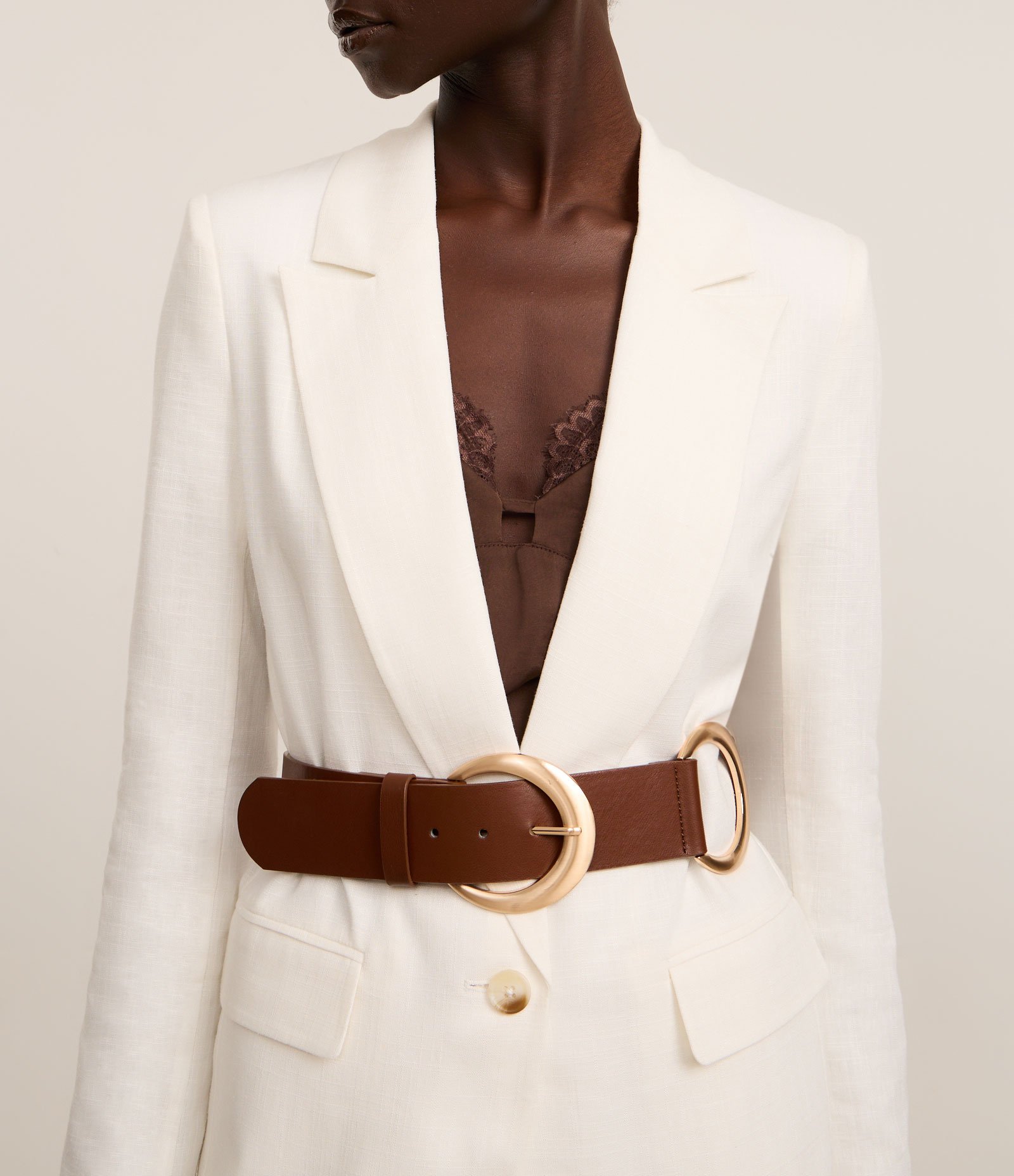 Cinto Boho Largo com Fivela Dupla Marrom 5