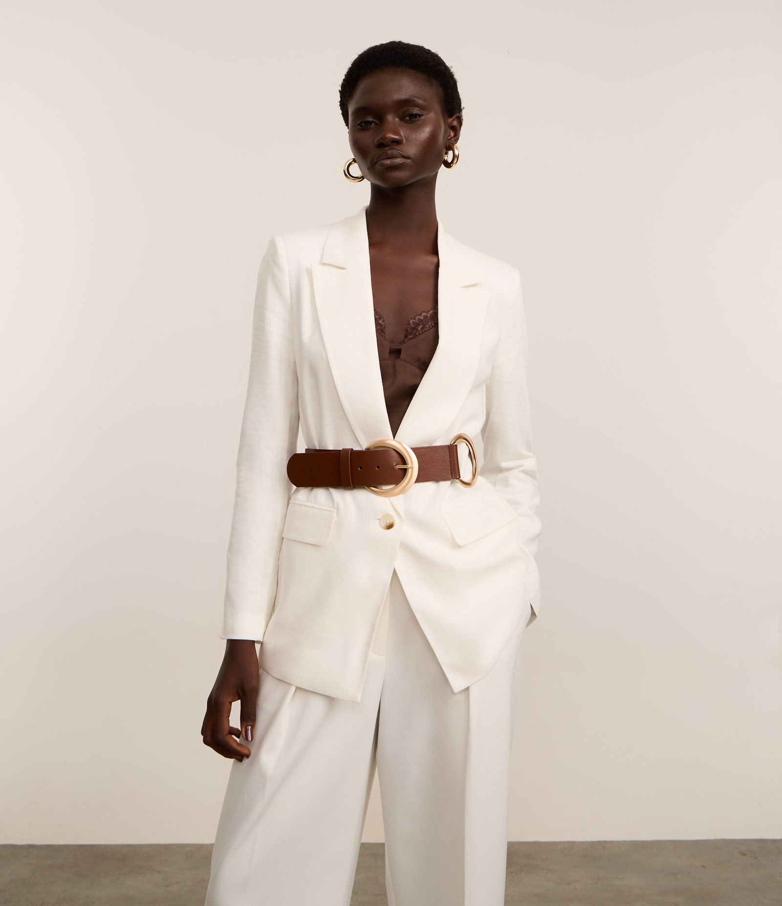 Cinto Boho Largo com Fivela Dupla Marrom 1