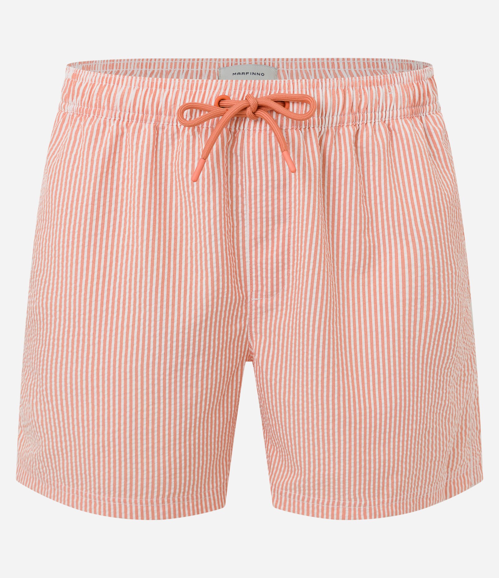 Bermuda de Praia Listrada em Microfibra com Textura Anarruga Laranja 4