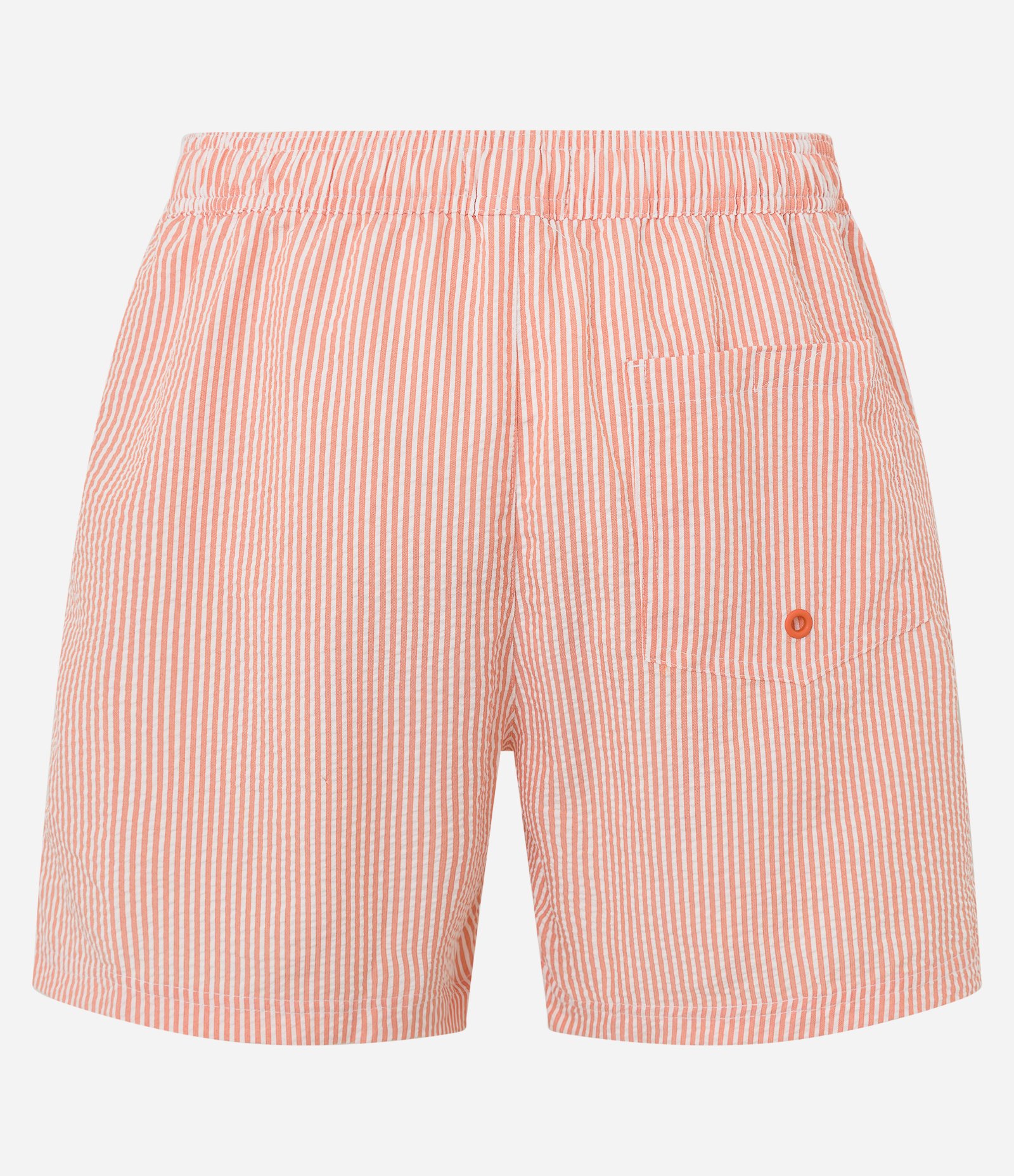 Bermuda de Praia Listrada em Microfibra com Textura Anarruga Laranja 5