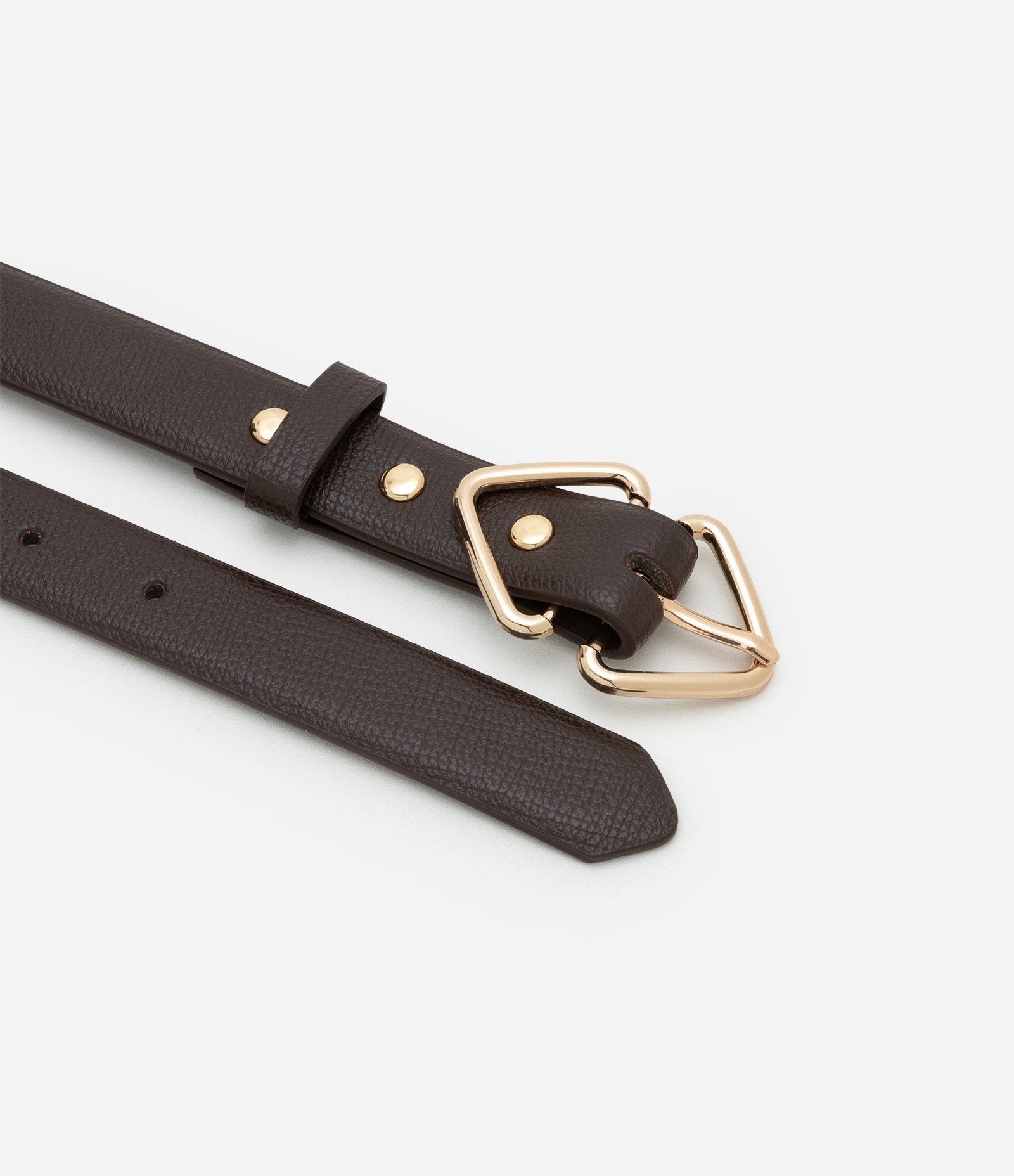 Kit 02 Cintos em Pu com Fivelas Triangulares Preto/Marrom 3