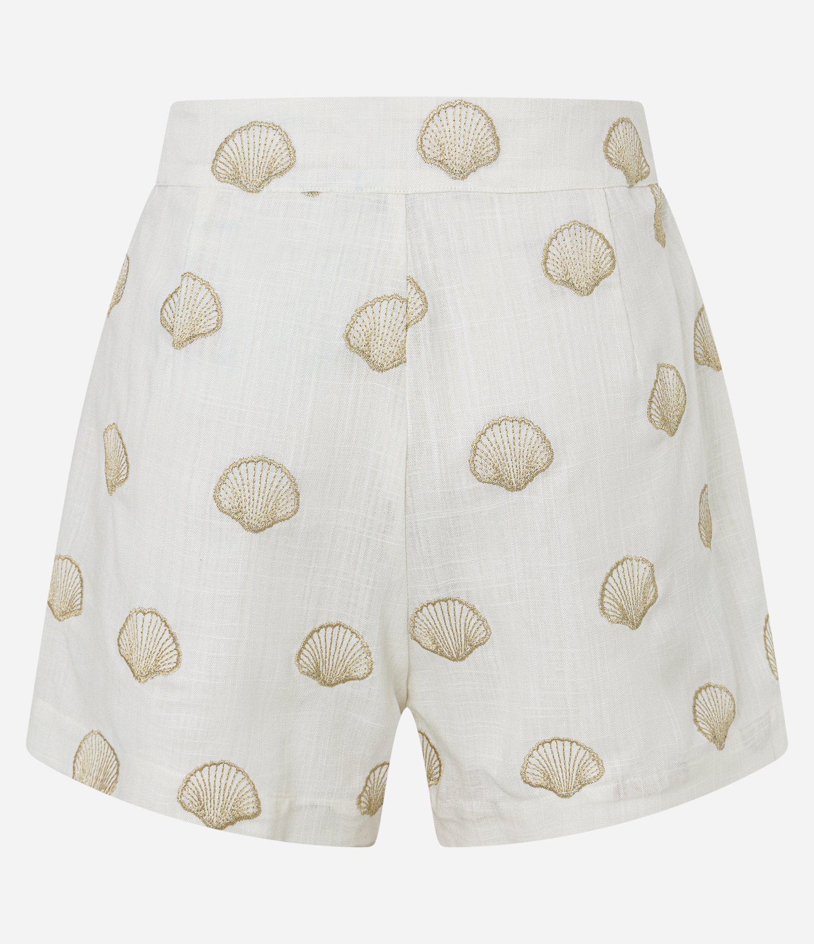 Short Saia em Viscolinho com Estampa de Conchas Off White 10