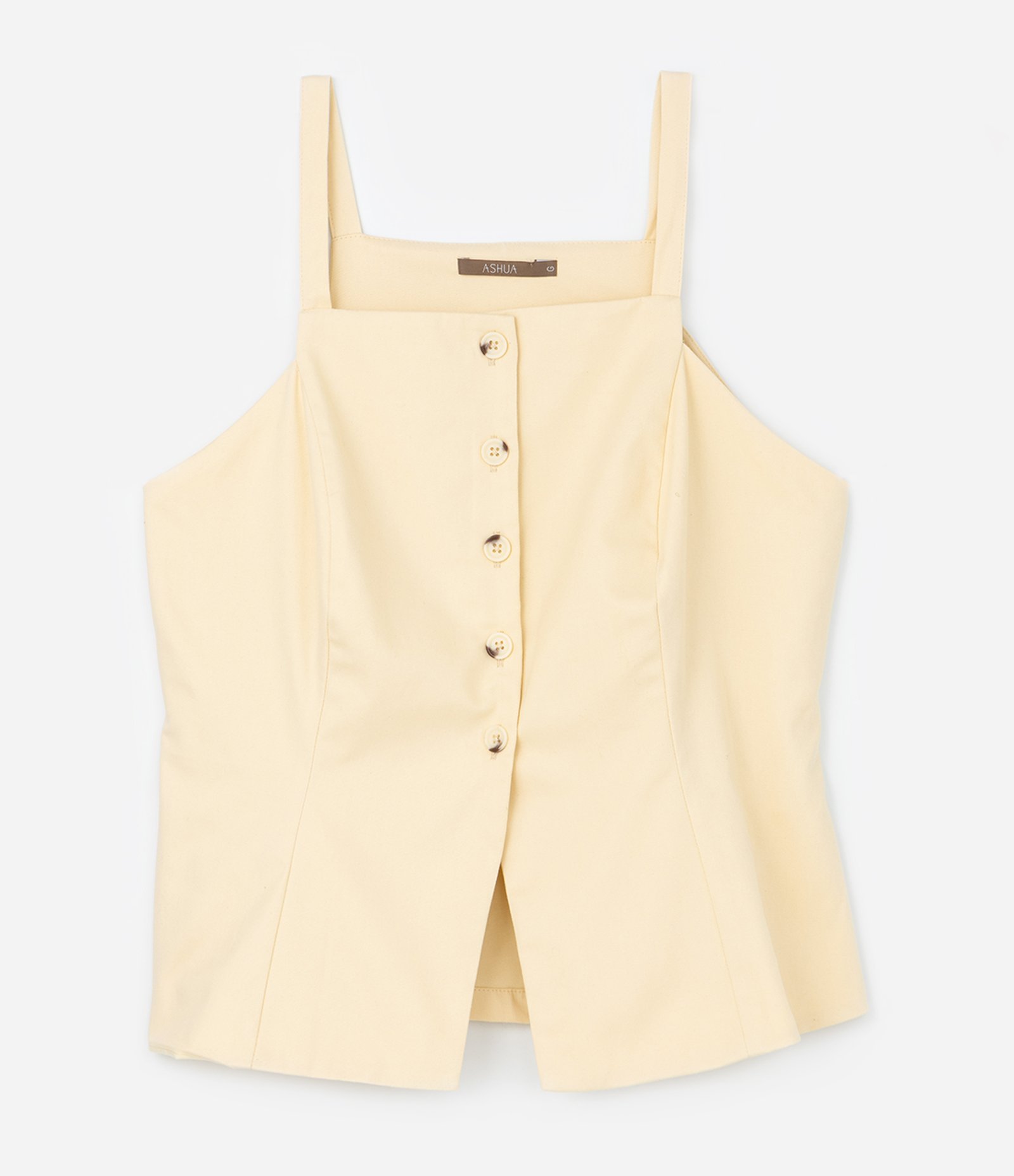 Blusa Regata Alongada em Sarja com Botões Curve & Plus Size Amarelo 5