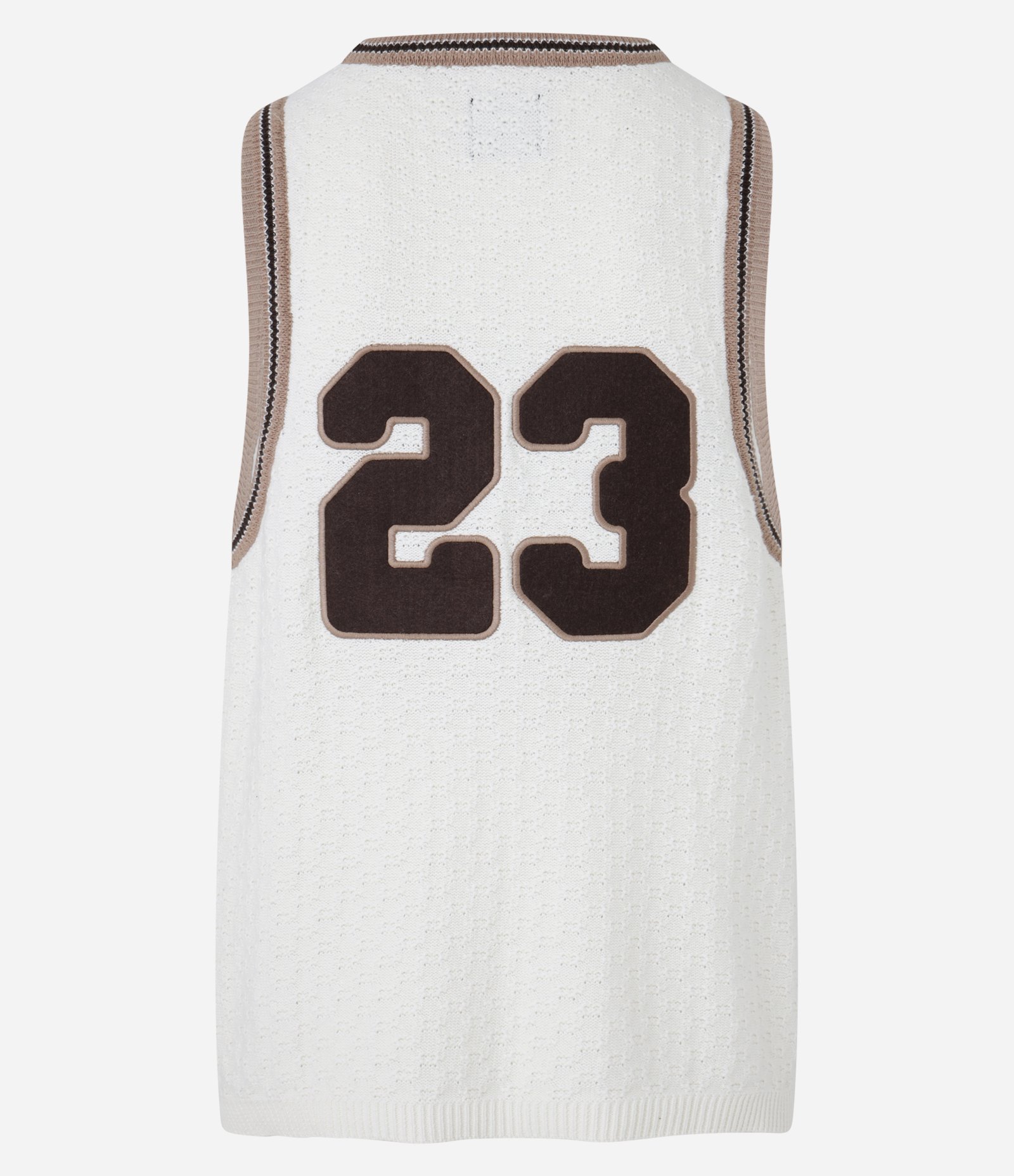 Regata Sportcore em Tricô Número 23 com Viés Contrastante Bege 9