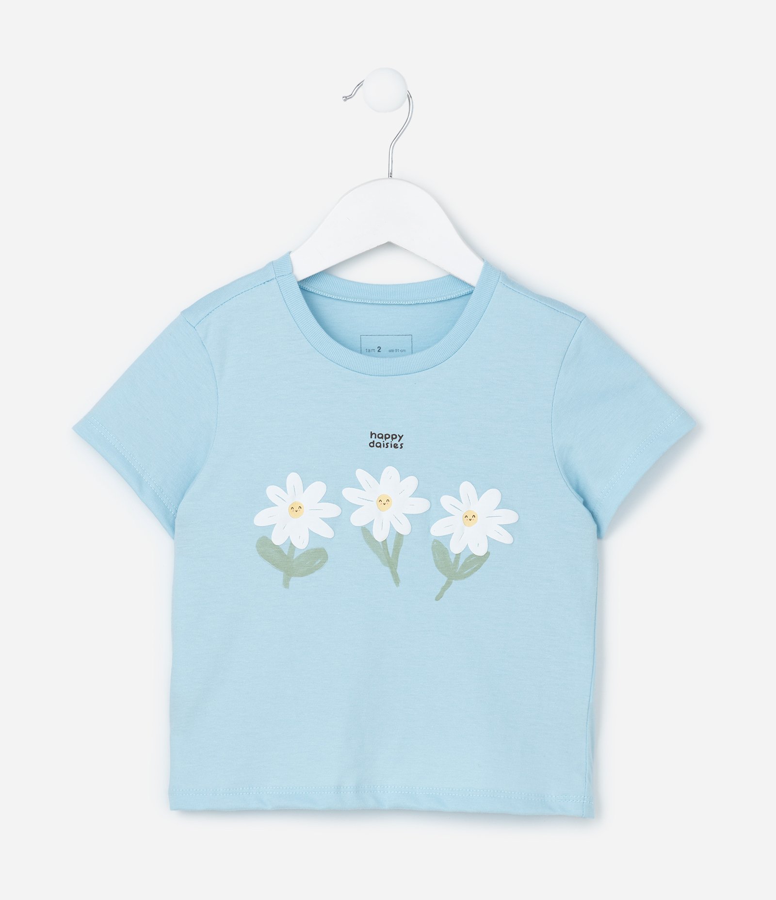 Blusa Infantil com Estampa de Margaridas - Tam 1 a 6 Anos Azul 2