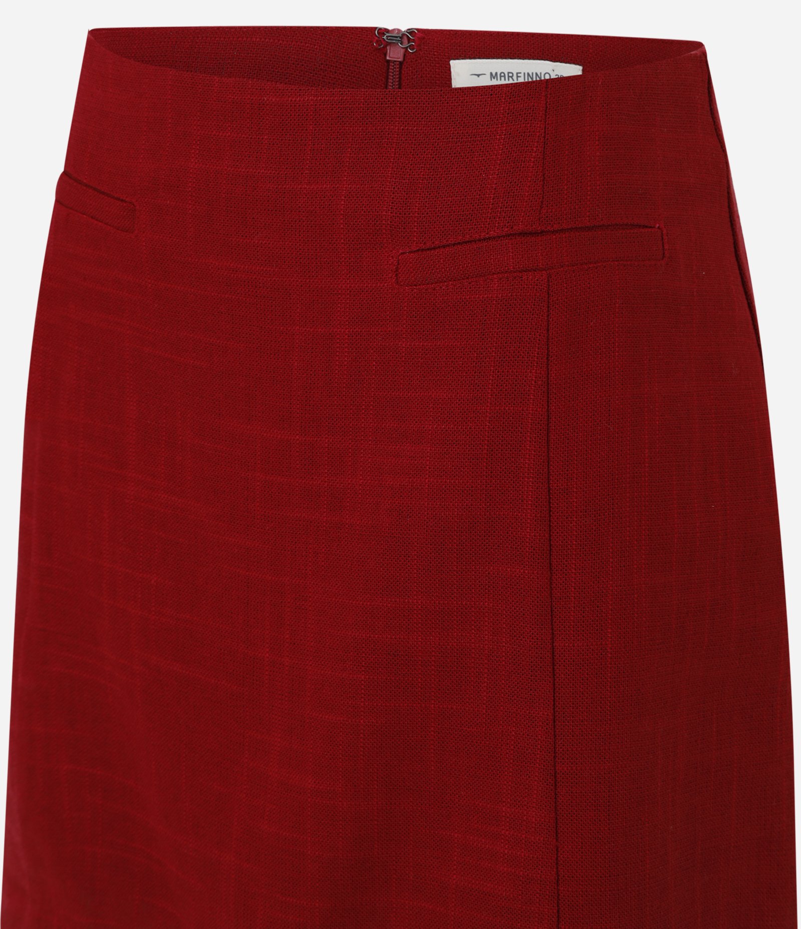 Saia em Viscolinho com Detalhe de Bolso Falso Vermelho 6