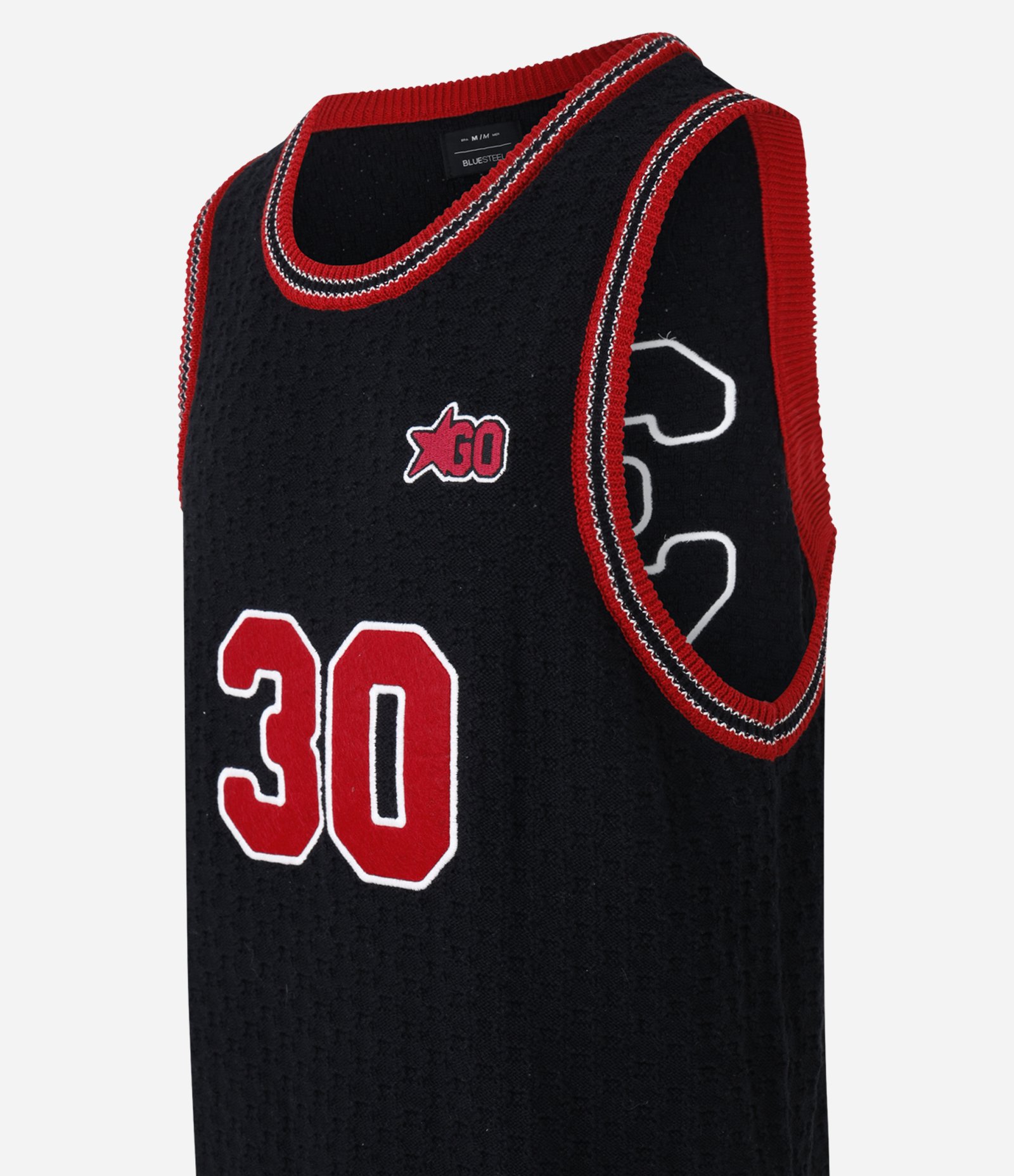 Regata Sportcore em Tricô com Número 30 e Viés Contrastante Preto 8
