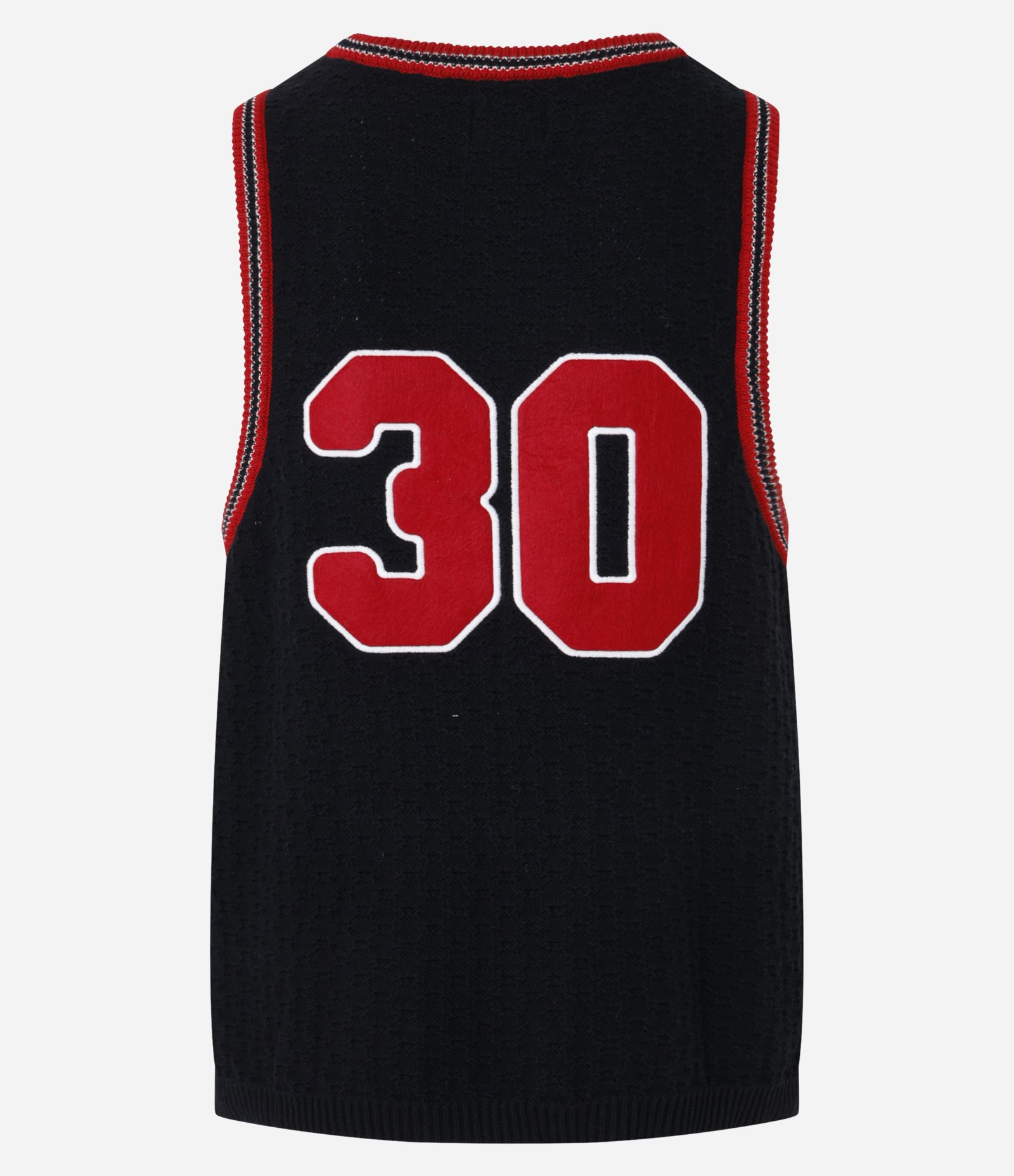 Regata Sportcore em Tricô com Número 30 e Viés Contrastante Preto 9