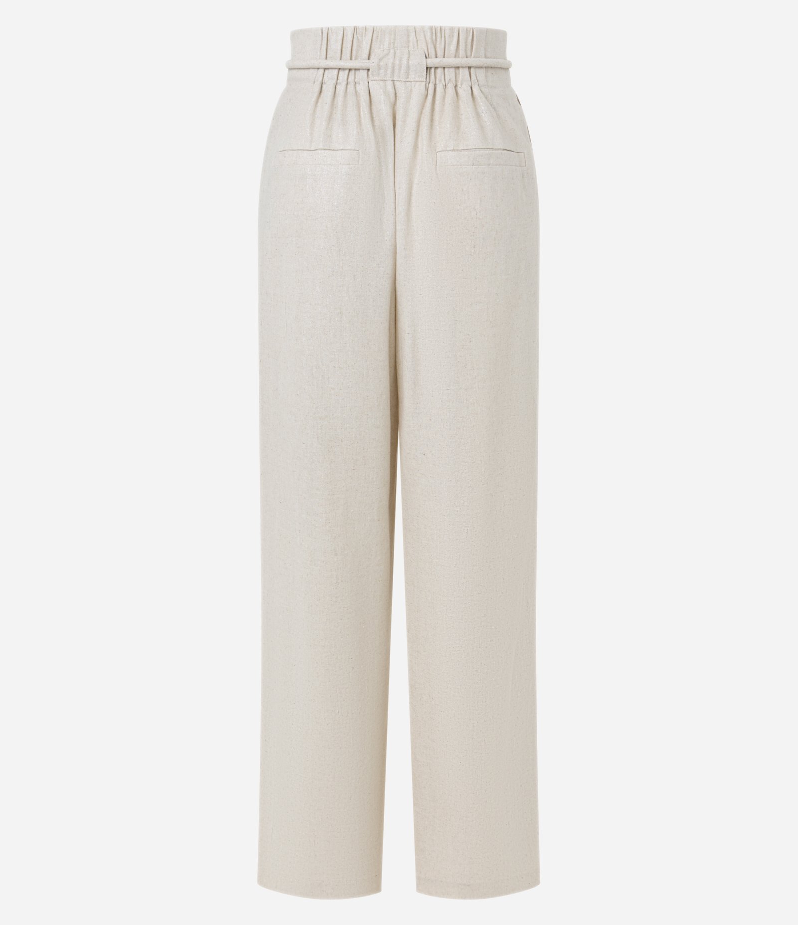 Calça Pantalona em Viscolinho com Cinto Corda Bege 9