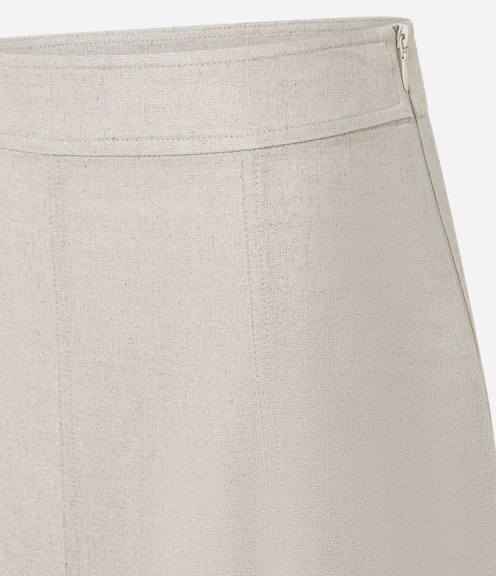 Saia Reta Midi em Viscolinho com Costura Aparente no Recorte Bege 6
