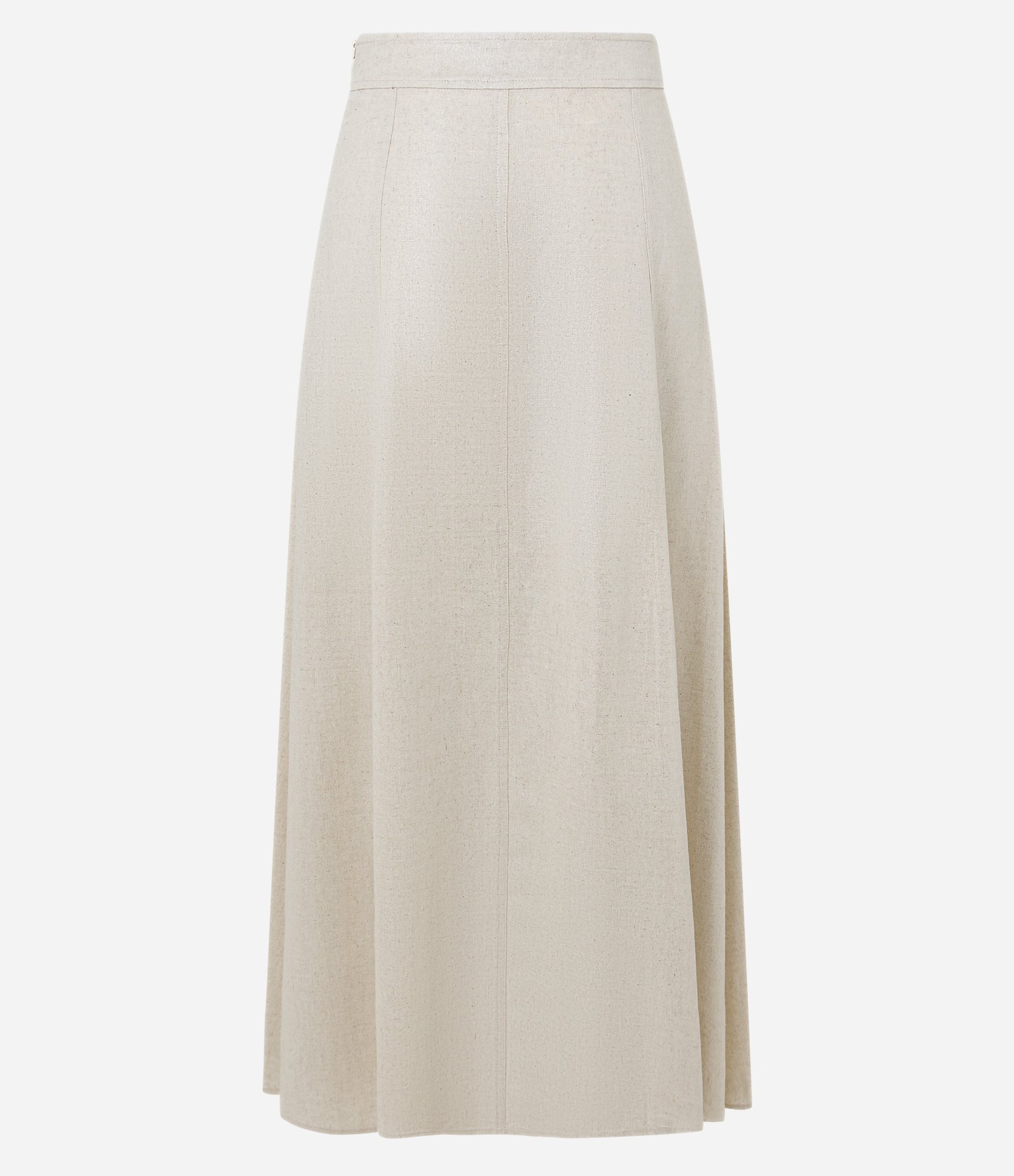 Saia Reta Midi em Viscolinho com Costura Aparente no Recorte Bege 7