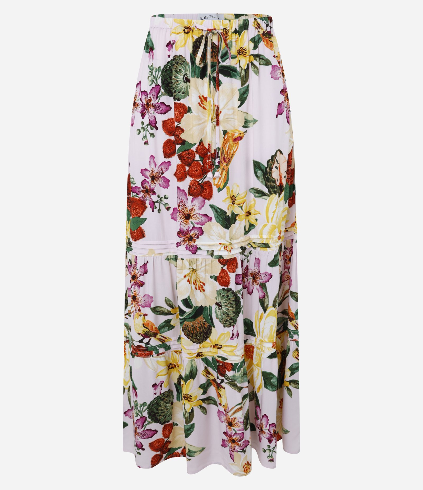 Saia Evasê Long Midi em Viscose com Estampa Floral Multicores 7