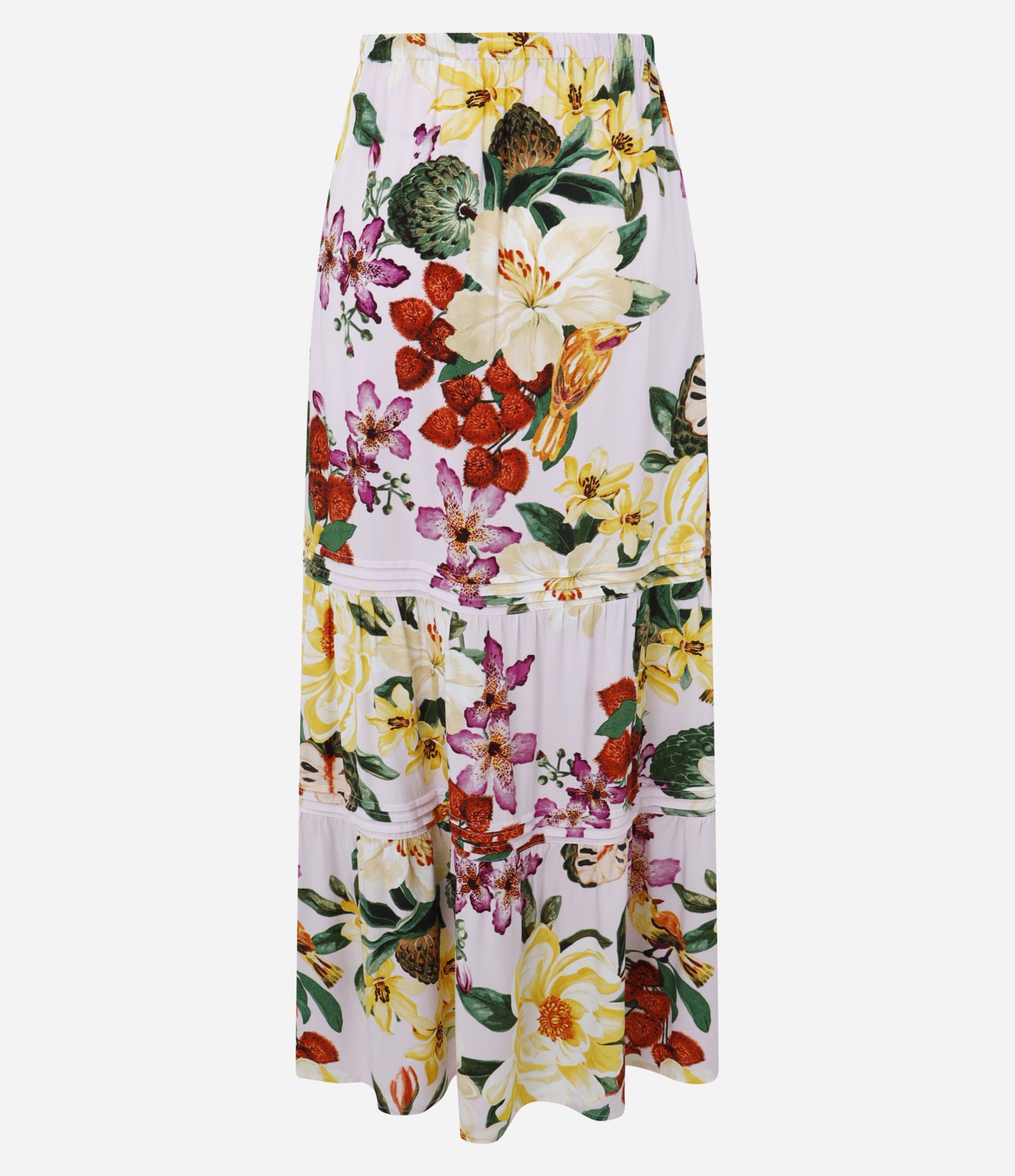 Saia Evasê Long Midi em Viscose com Estampa Floral Multicores 8