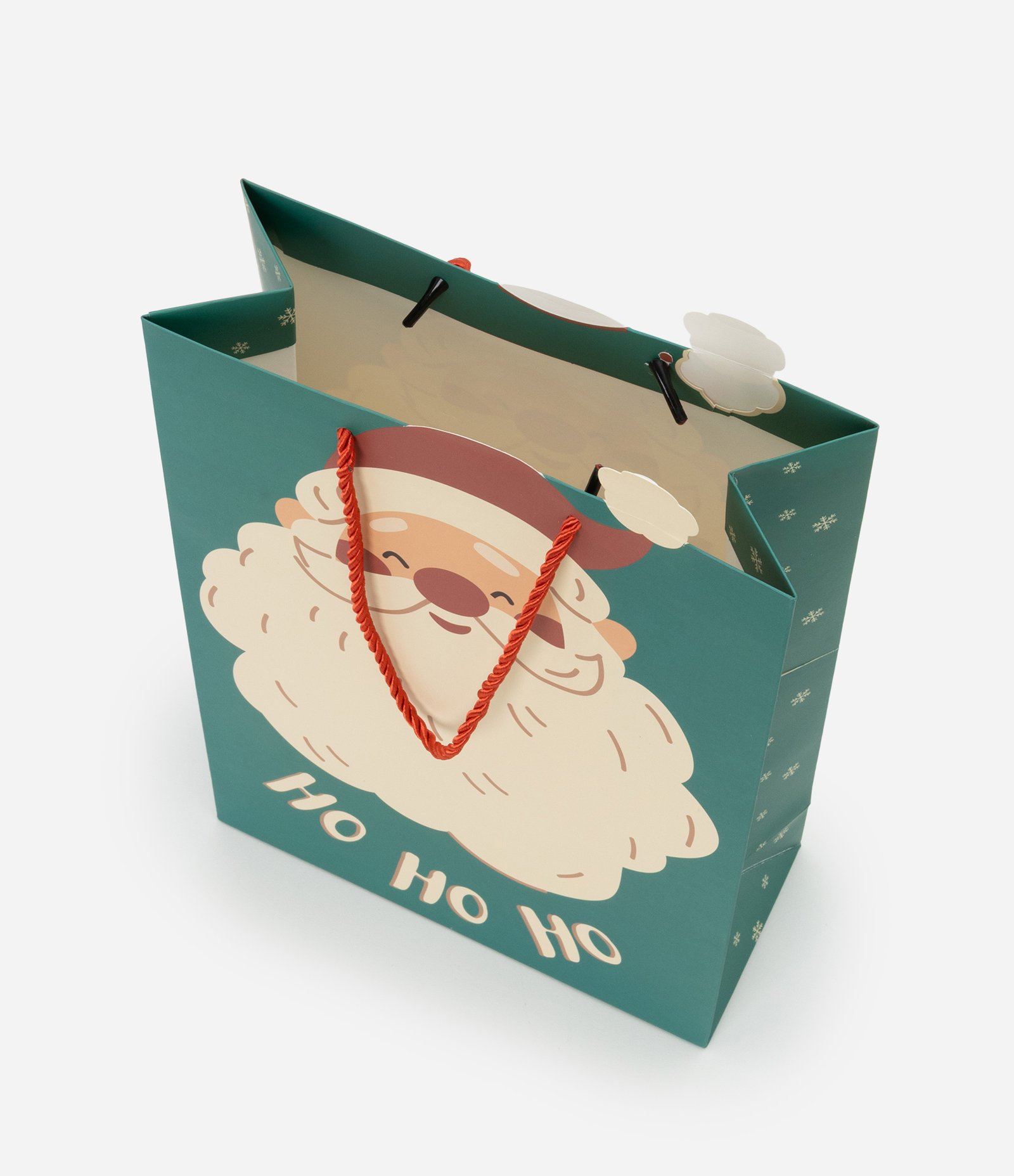 Embalagem de Presente Pequena com Estampa Papai Noel Verde 3