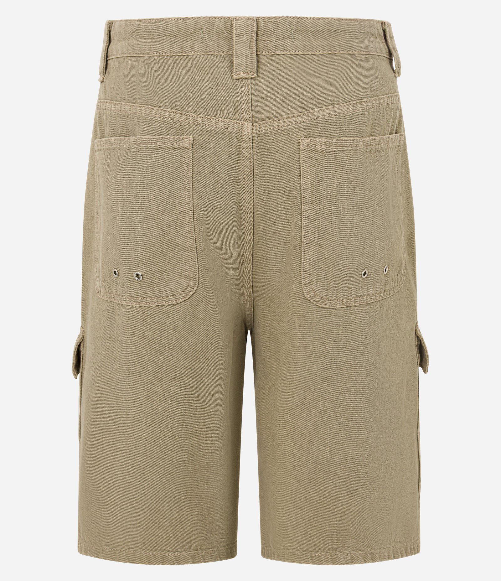 Bermuda Baggy em Sarja com Bolso Cargo e Detalhes de Ilhós Verde 2