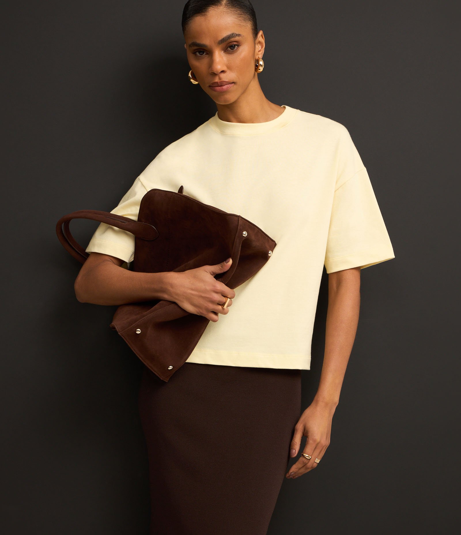 Blusa Oversized Básica em Malhão com Manga Curta Amarelo Claro 5