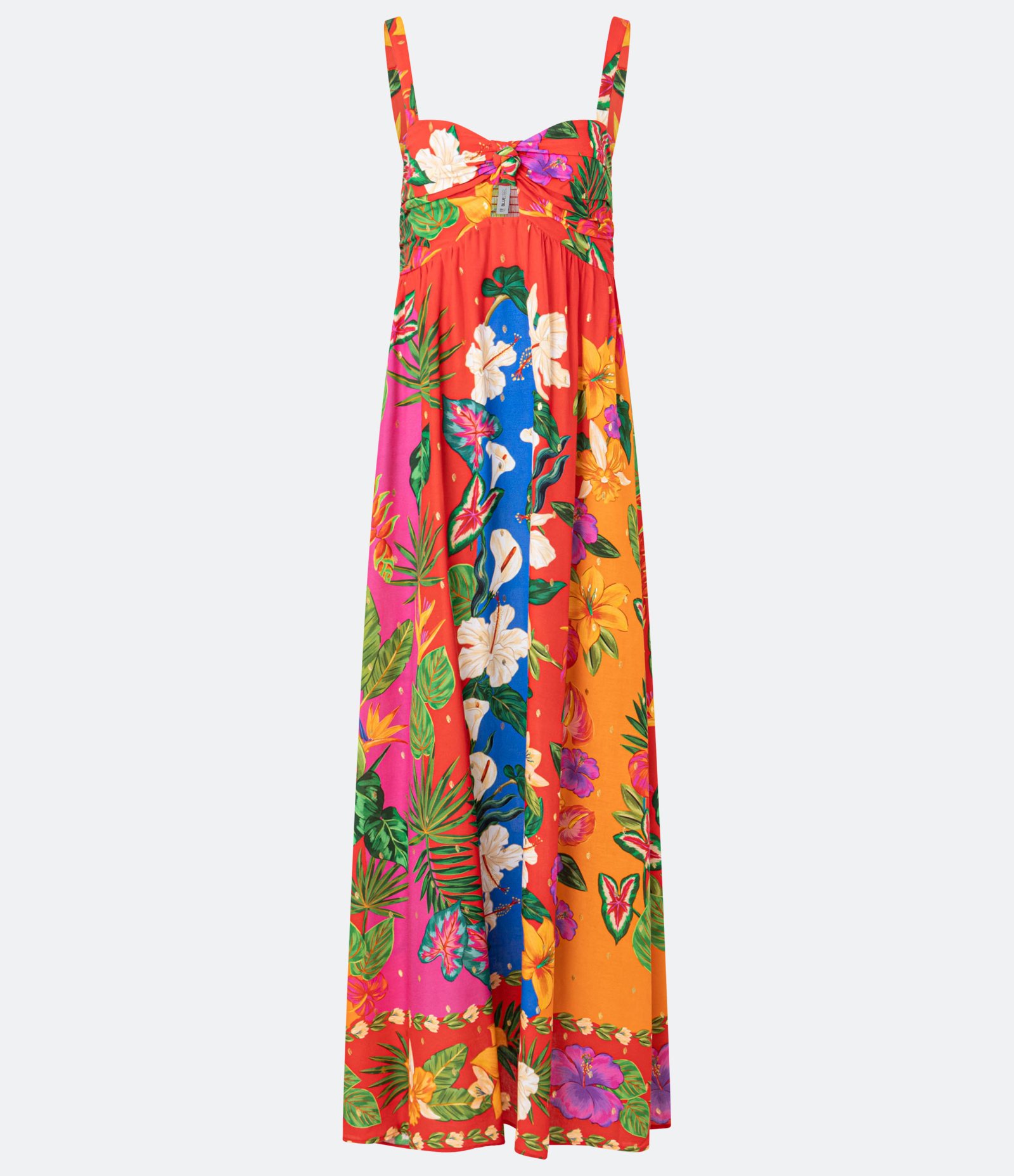 Vestido Long Midi Rodado em Viscose com Estampa Floral Laranja 8