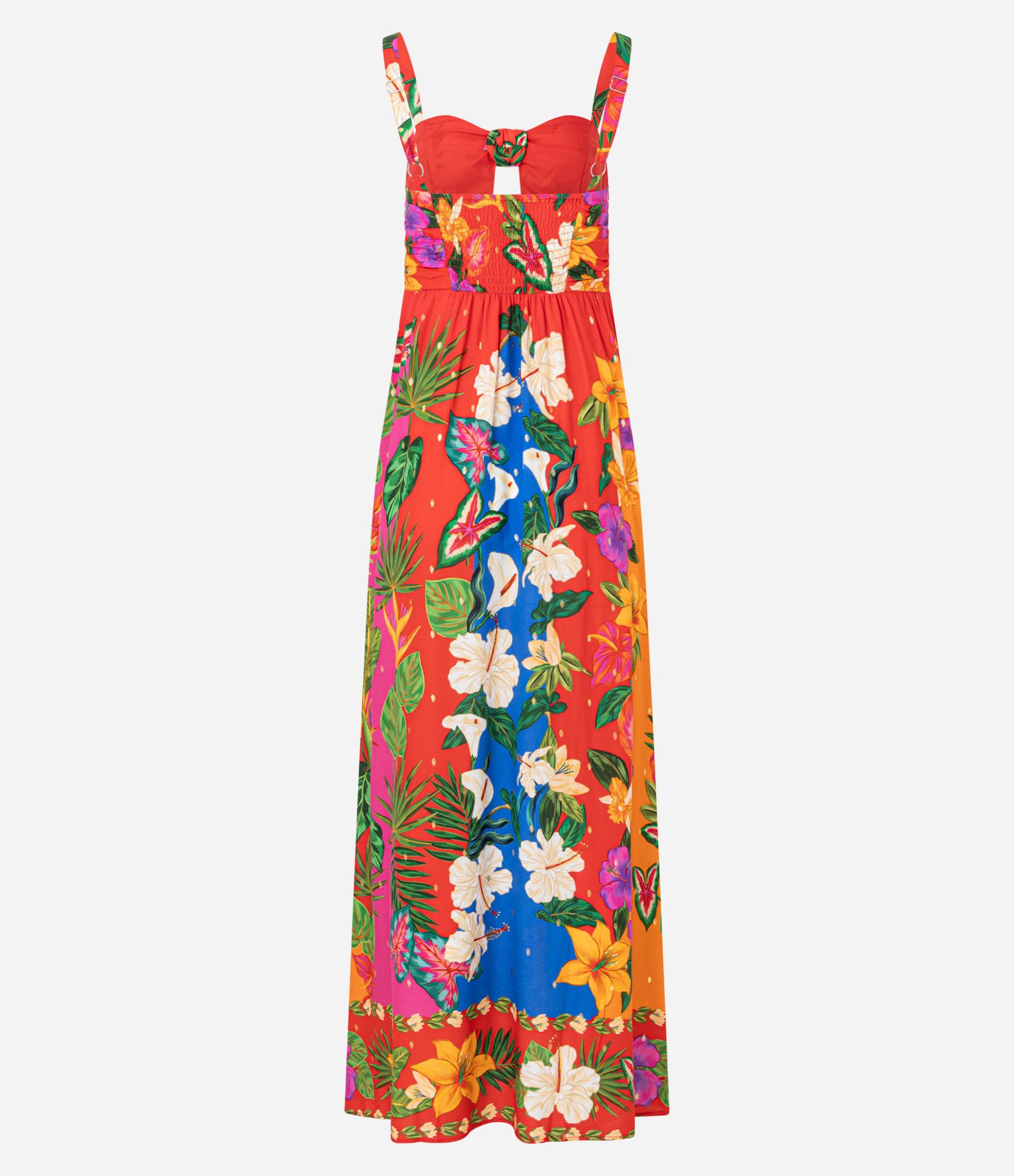 Vestido Long Midi Rodado em Viscose com Estampa Floral Laranja 10