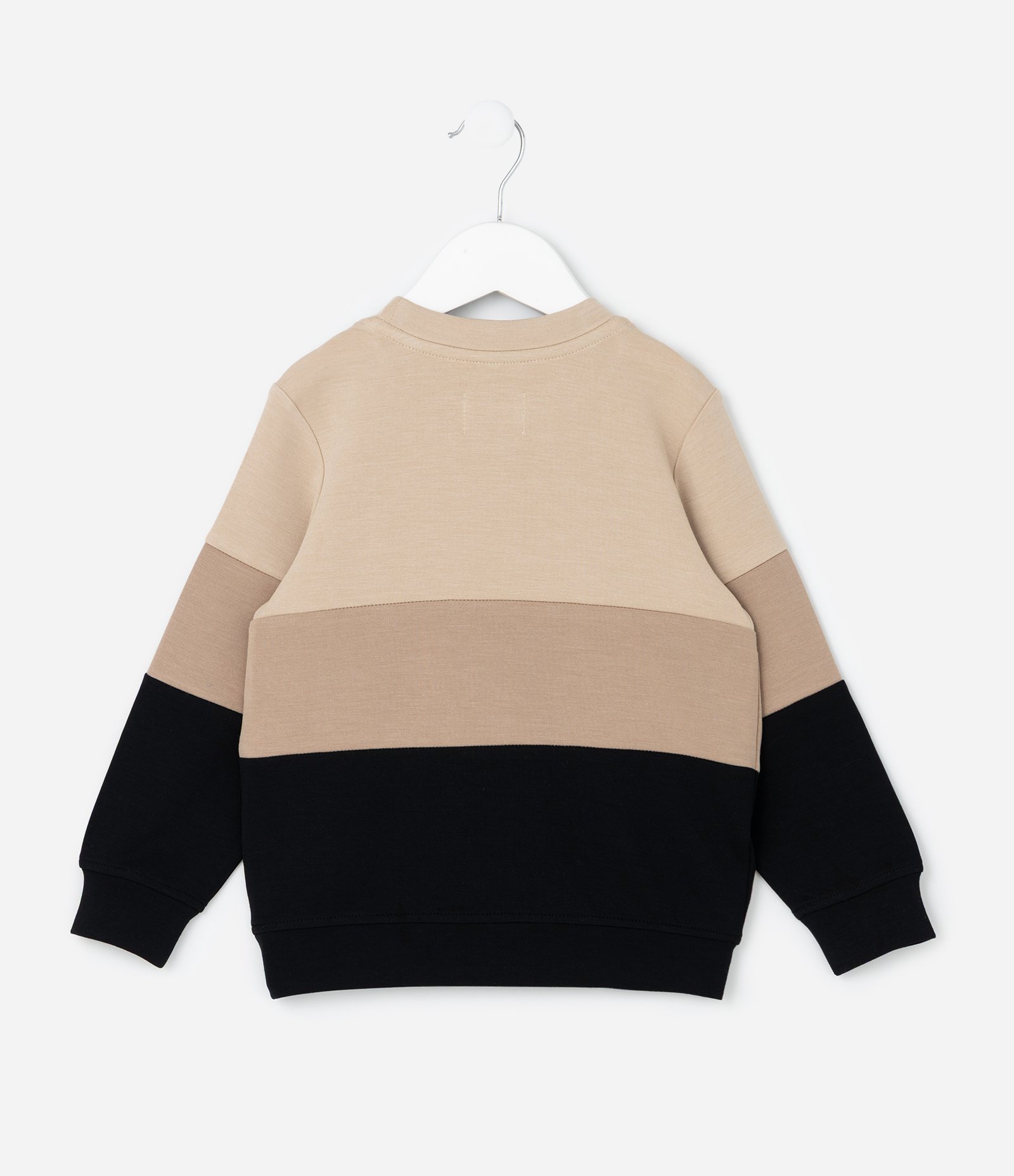 Blusao Infantil em Modal com Estampa Bloco de Cor e Bordado - Tam 1 a 6 Anos Preto/Marrom/Bege 2