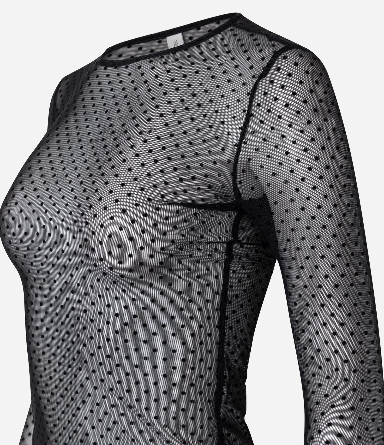 Blusa em Tule Transparente com Poás Preto 6