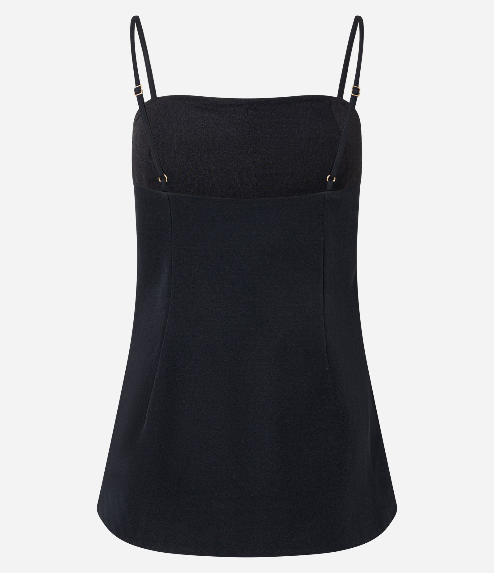 Blusa Alfaiatada de Alça com Decote Reto e Botões Forrados Preto 5