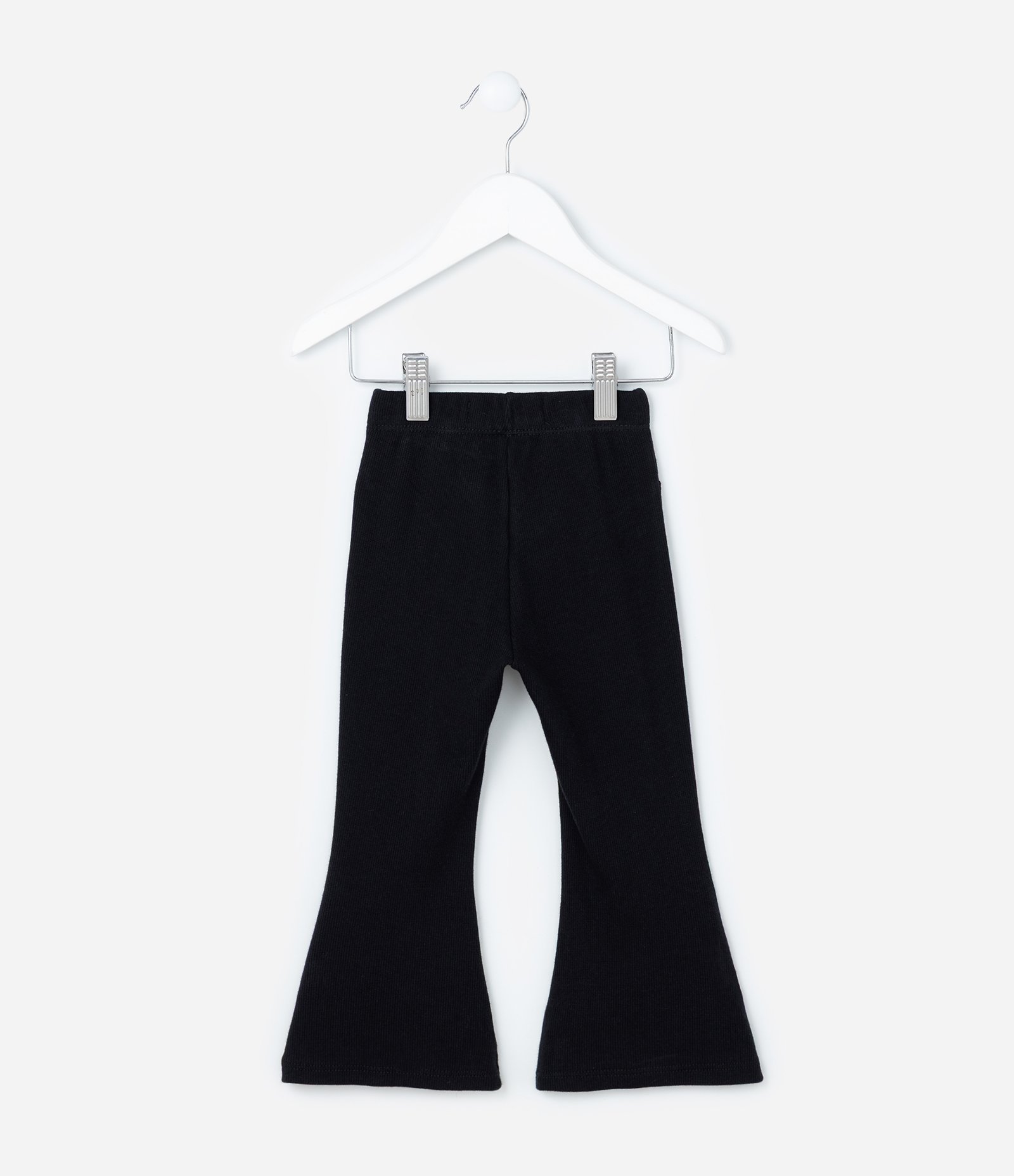 Calça Flare Infantil em Ribana com Recortes - Tam 1 a 6 Anos Preto 3