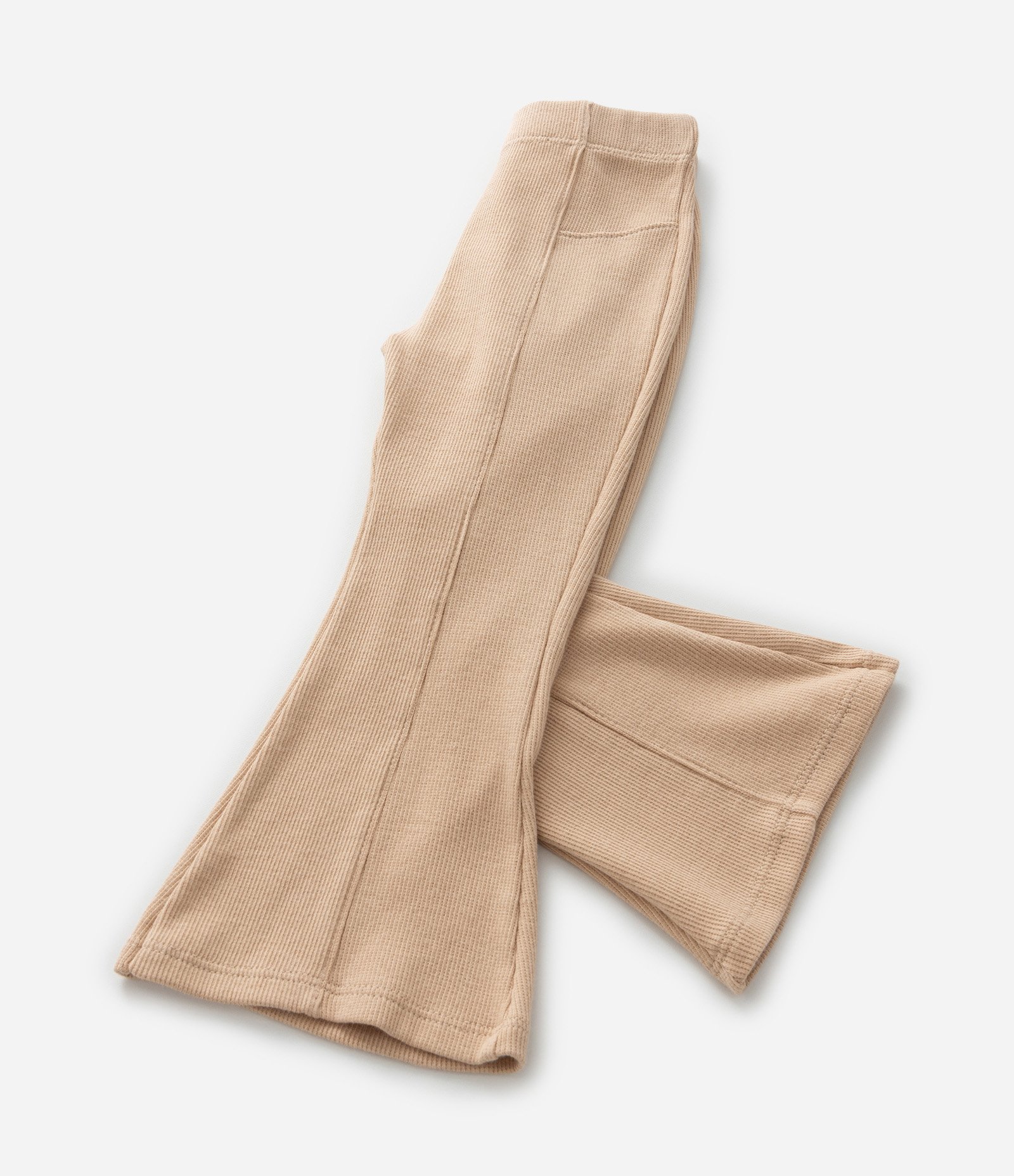 Calça Flare Infantil em Ribana com Recortes - Tam 1 a 6 Anos Bege 4