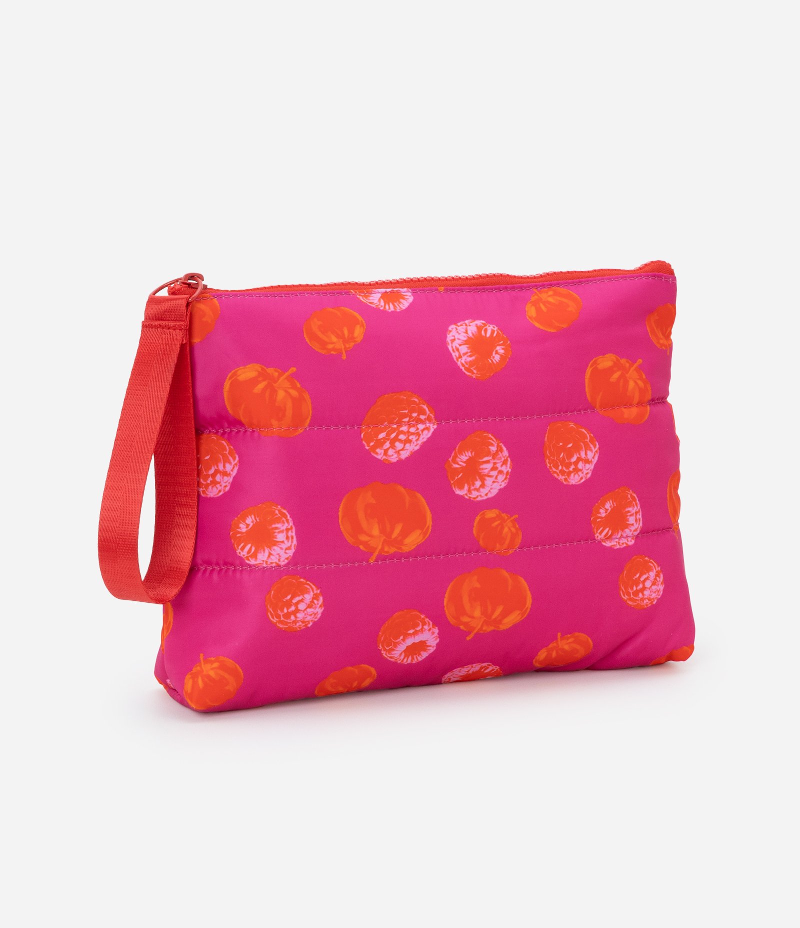 Nécessaire Trapézio com Estampa de Frutinhas Rosa 1