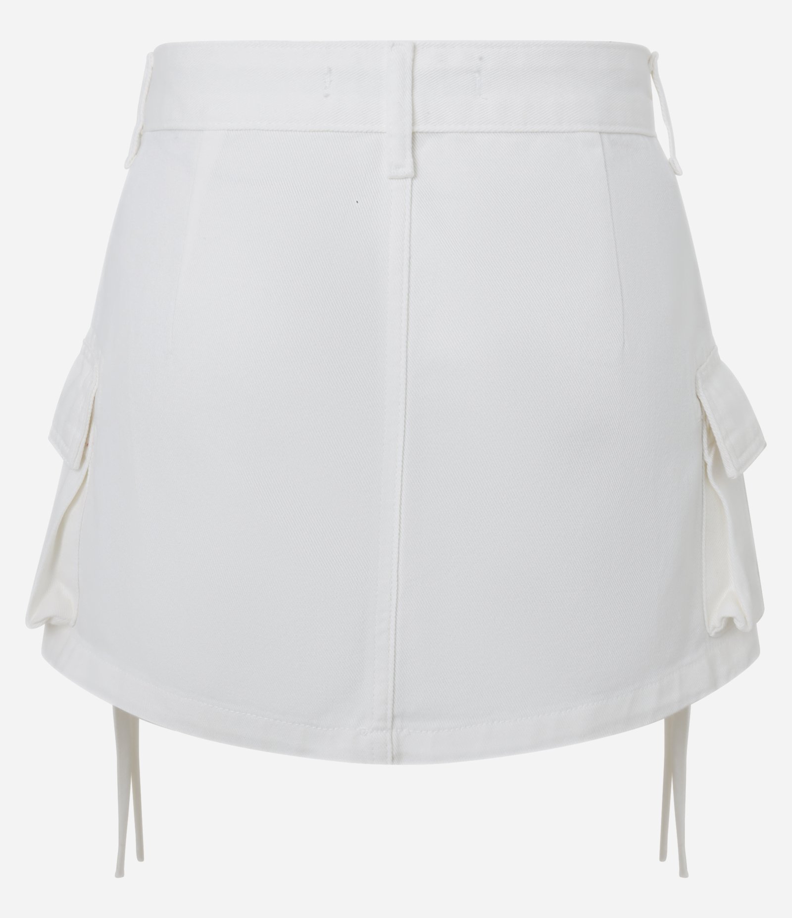 Mini Saia em Sarja com Bolsos Cargo e Fitilhos Branco 6