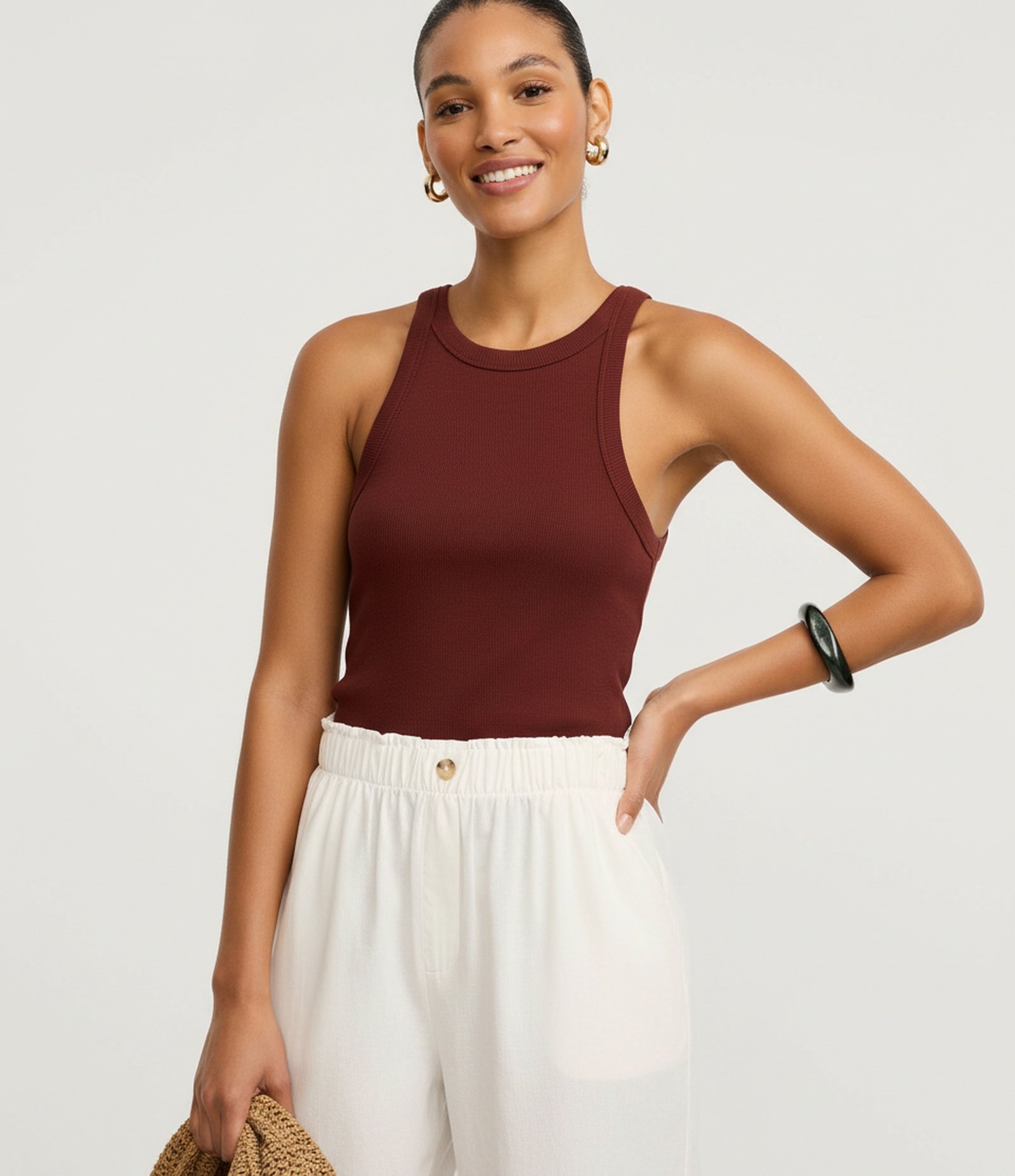 Blusa Básica Regular em Ribana de Algodão Bordô 5