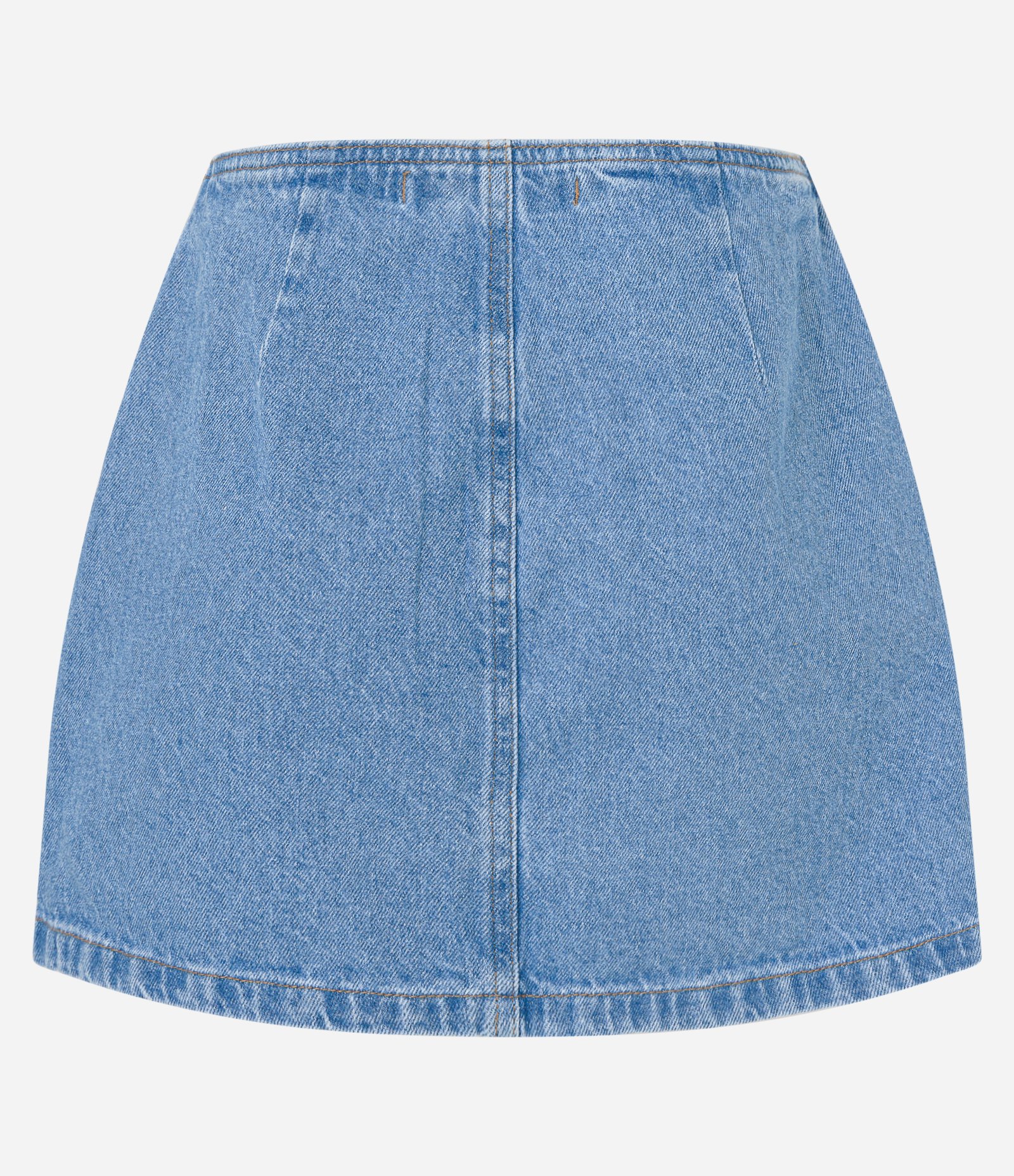 Mini Saia Jeans Plissada com Amarrações Azul 6