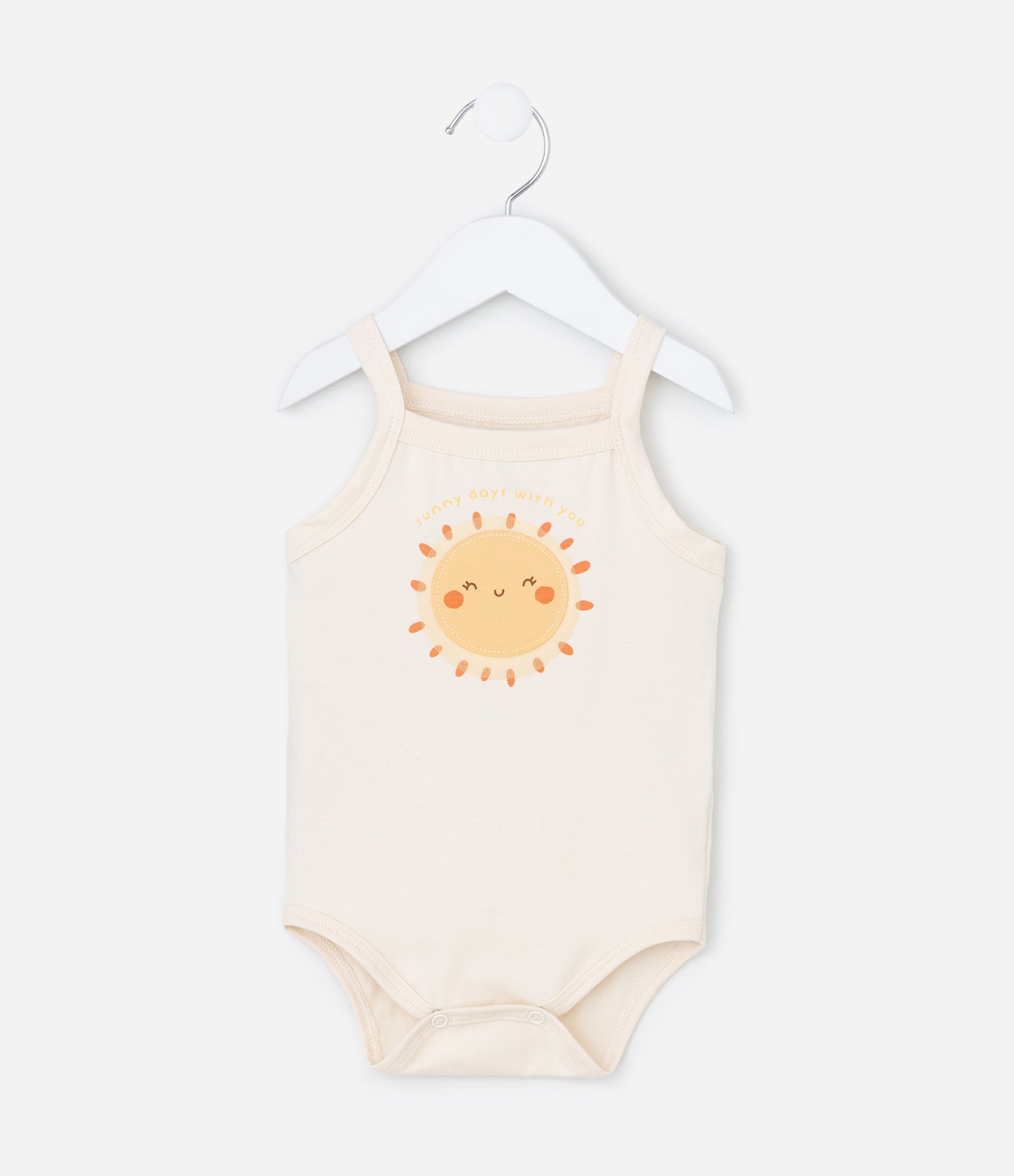 Conjunto Infantil com Estampa Solzinho e Flores - Tam 0 a 18 meses Bege 3