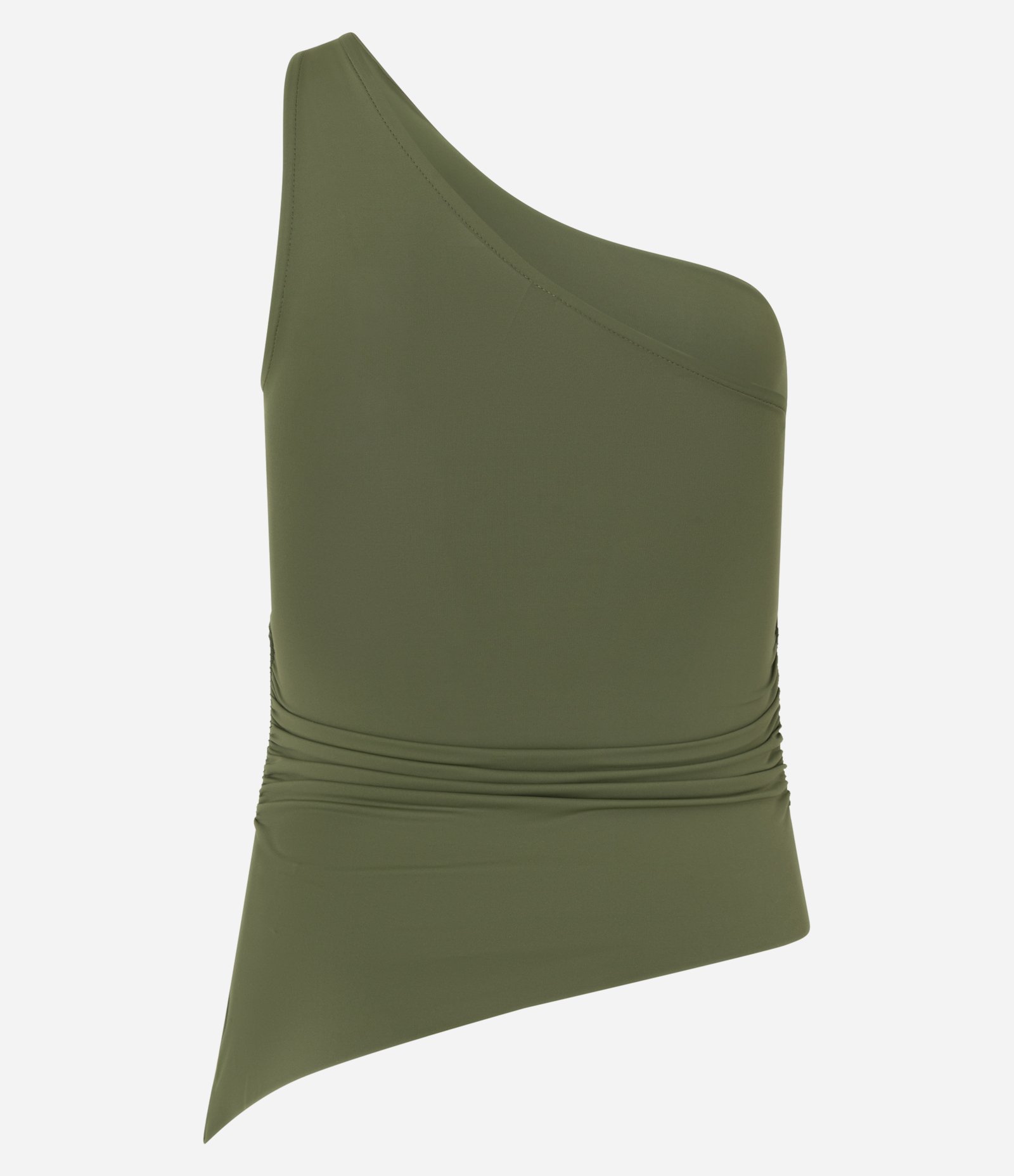 Blusa Ombro Único em Microfibra com Ponta Assimétrica Verde 2
