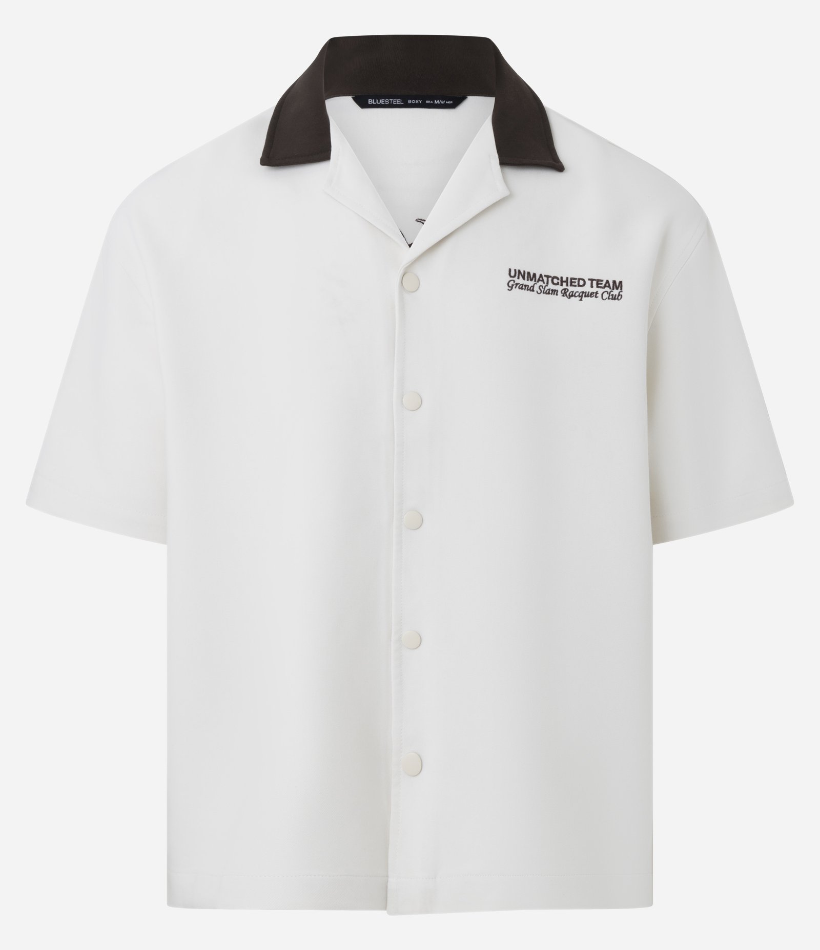 Camisa Boxy em Viscose com Letras Bordado Frente e Costas Branco 6