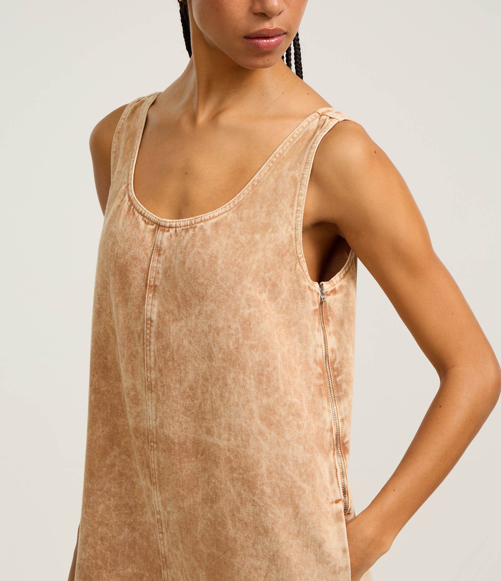 Macacão Reto em Sarja com Efeito Manchado Bege 3