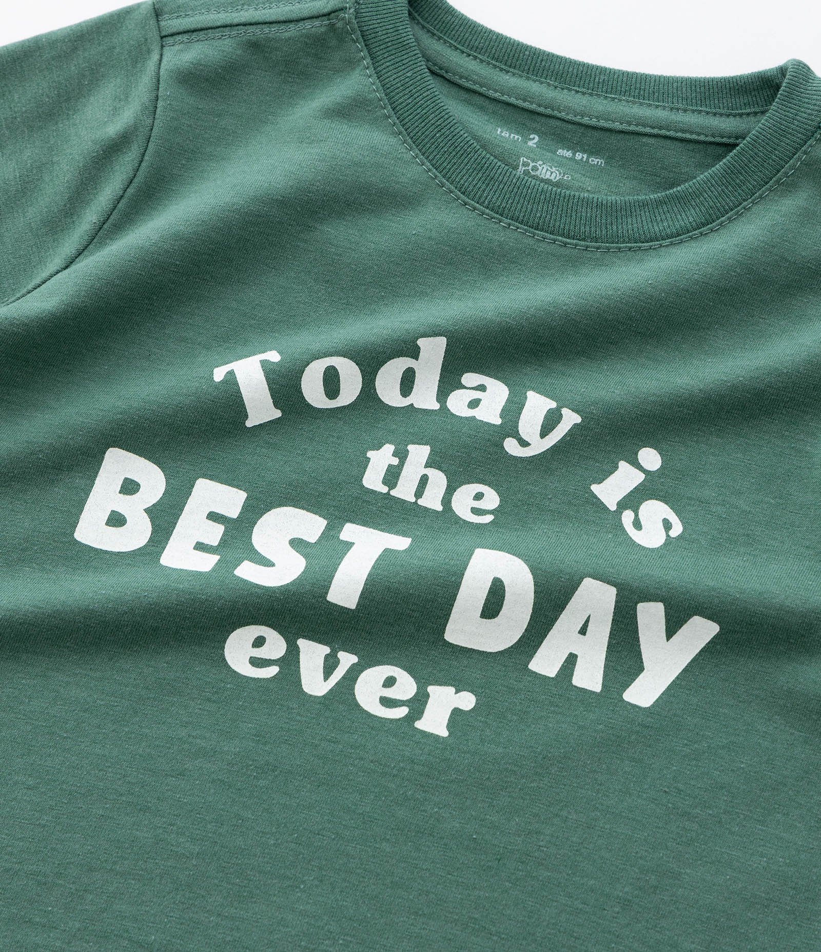 Camiseta Infantil com Lettering Best Day Ever - Tam 1 a 6 Anos Verde 4