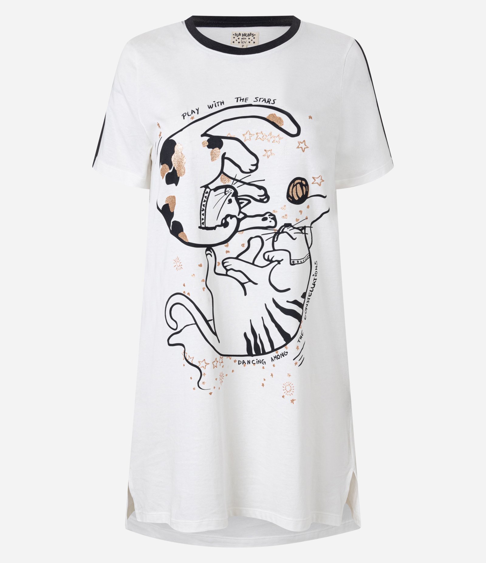 Camisola em Algodão com Estampa de Gatinhos Branco 3