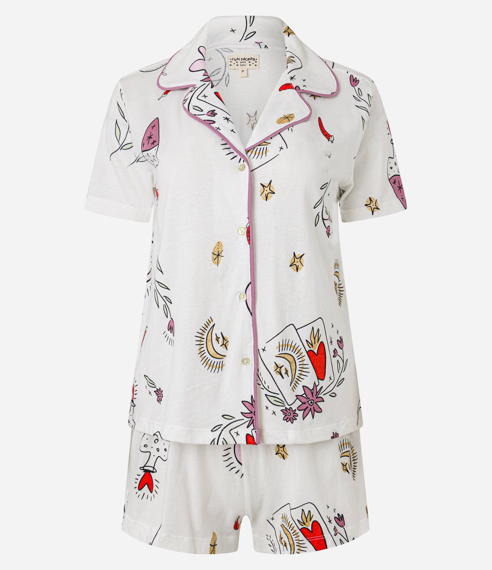 Pijama Short Doll Americano em Algodão com Estampa de Coração Branco 5