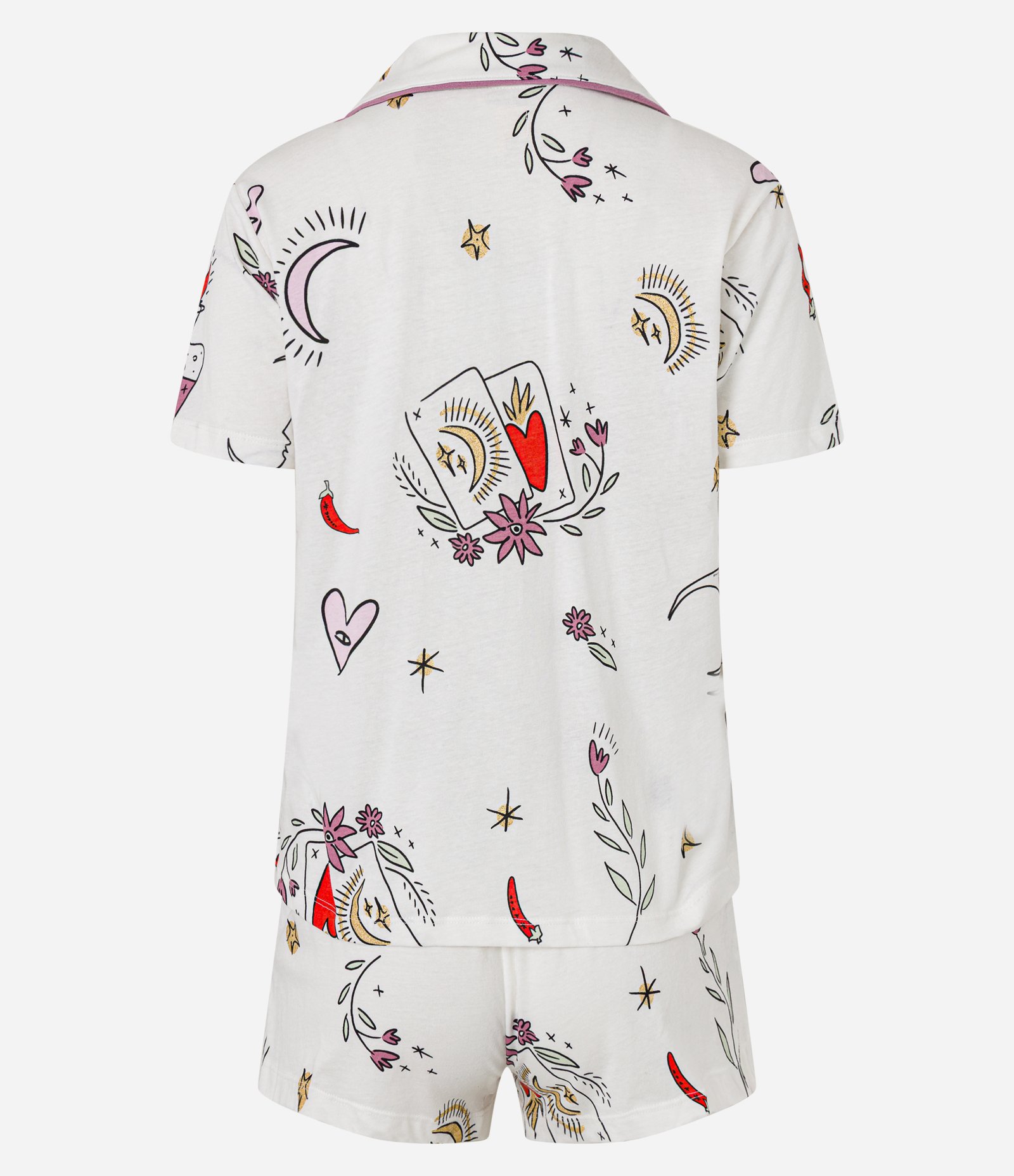 Pijama Short Doll Americano em Algodão com Estampa de Coração Branco 7